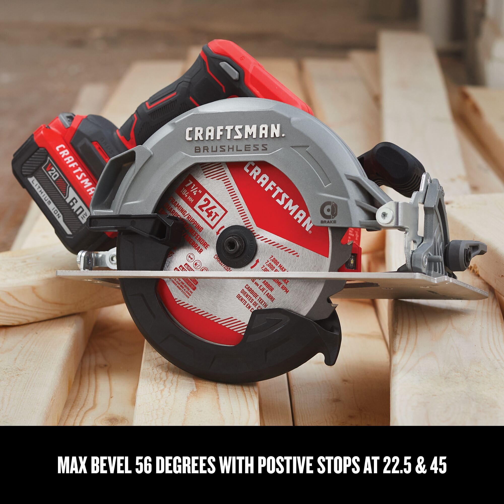 CRAFTSMAN V20 7-1/4 Inch Cordless Circular Saw (CMCS550B) - Bare Tool for Woodworking, DIY Projects & Construction - Powerful Cutting for Lumber, Plywood & Building Materials