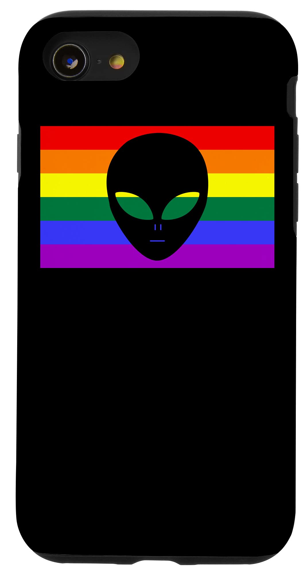 iPhone SE (2020)/7/8 Protective Case - Trendy Alien Head Design with LGBTQ+ Pride Flag Art - Durable Phone Cover for Daily Use & Pride Events
