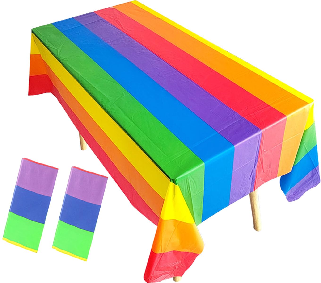 2 Pack Pride Rainbow Disposable Plastic Tablecloths 54