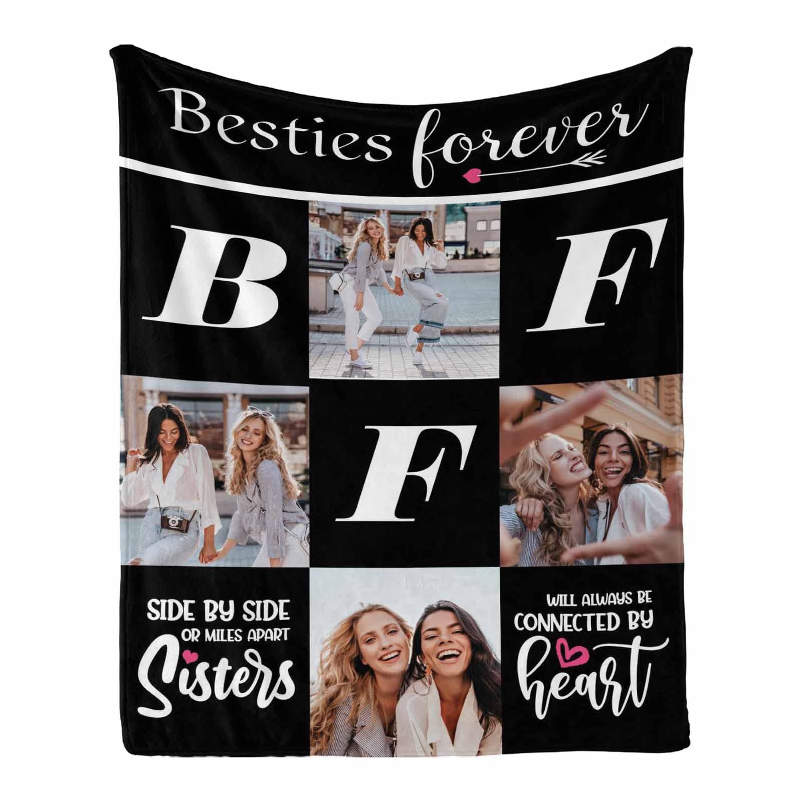 Personalized Besties Blanket Gift - Soft Throw for Women, BFF Best Friend Teen Girls Friendship Present - Perfect for Cozy Nights, Movie Marathons, and Sleepovers