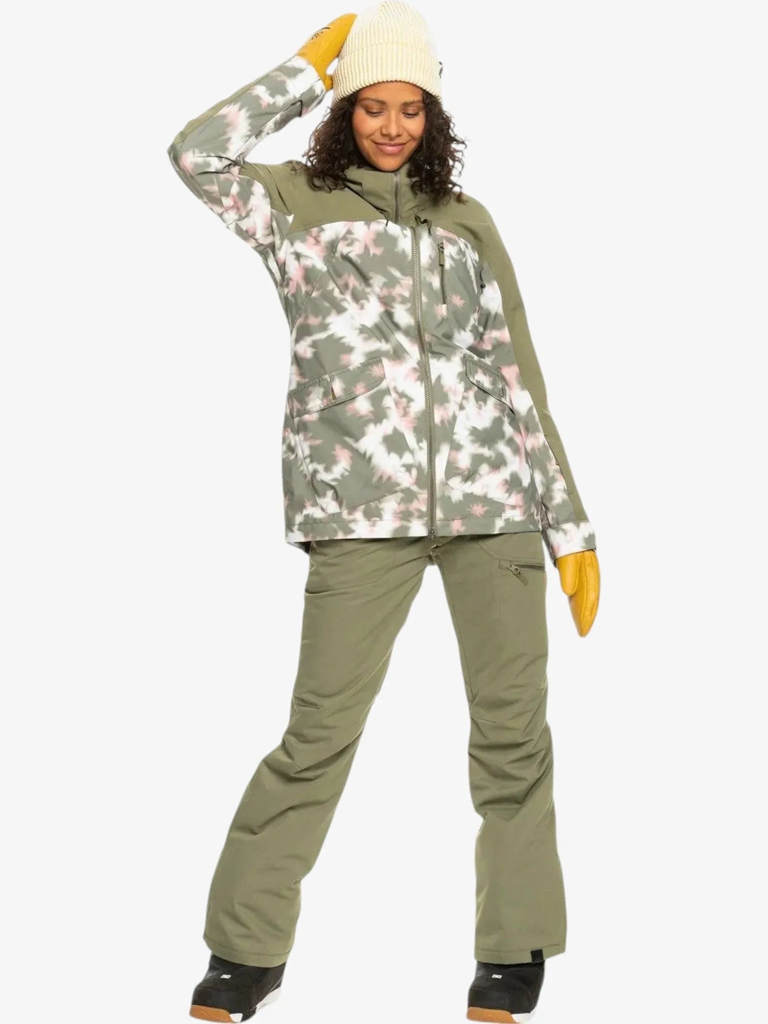 Roxy Snow Stated Verde Batik Women's Winter Jacket - Waterproof & Insulated Snowboard Coat for Skiing & Outdoor Adventures