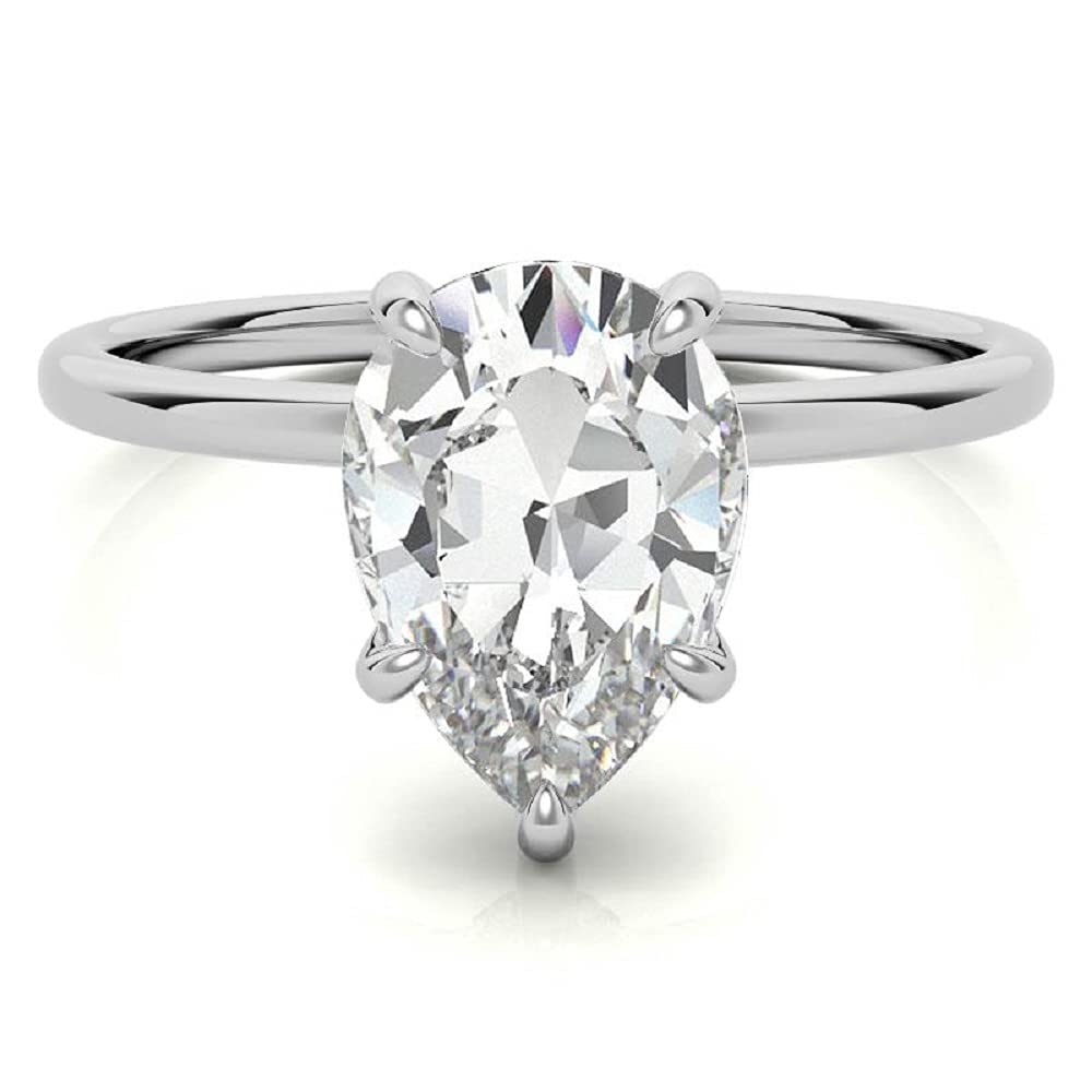 3 CT Pear Moissanite Engagement Ring - Vintage Solitaire Wedding Band with 4-Prong Antique Setting in Sterling Silver - Anniversary, Promise Ring & Romantic Gift for Her - Perfect for Proposals, Weddings & Special Occasions