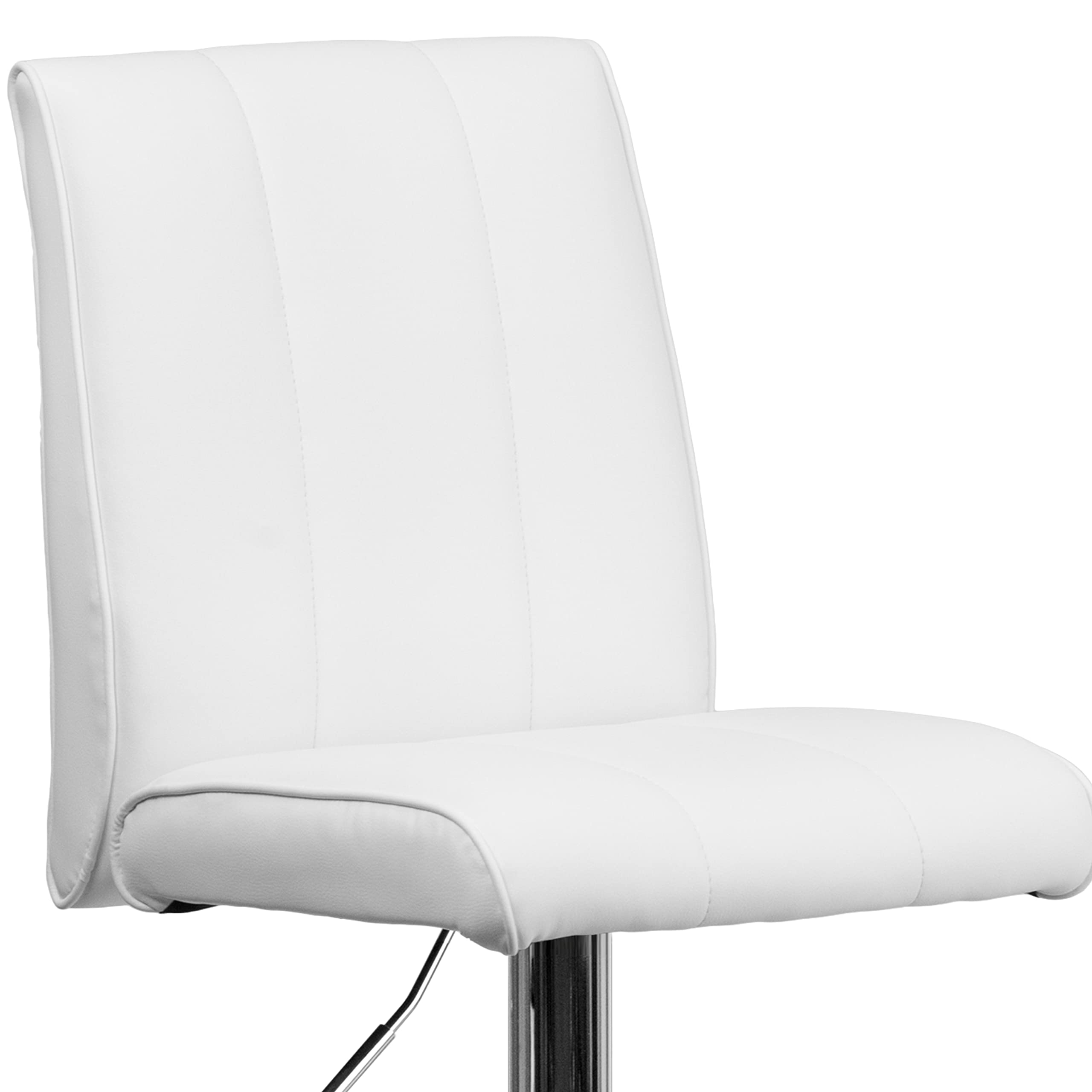 Adjustable Height White Vinyl Bar Stool with Vertical Stitch Panel Back - Perfect for Kitchen Islands, Breakfast Bars & Home Decor