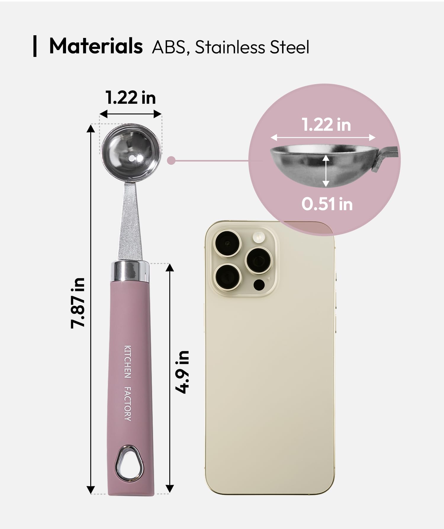 Premium Stainless Steel Melon Baller with Non-Slip Smooth Handle - Small Ice Cream Scoop for Fruits, Cookie Dough, Meatballs - Perfect for Kitchen, Baking, Party Food Prep & Ice Cream Serving (Dusty Pink)