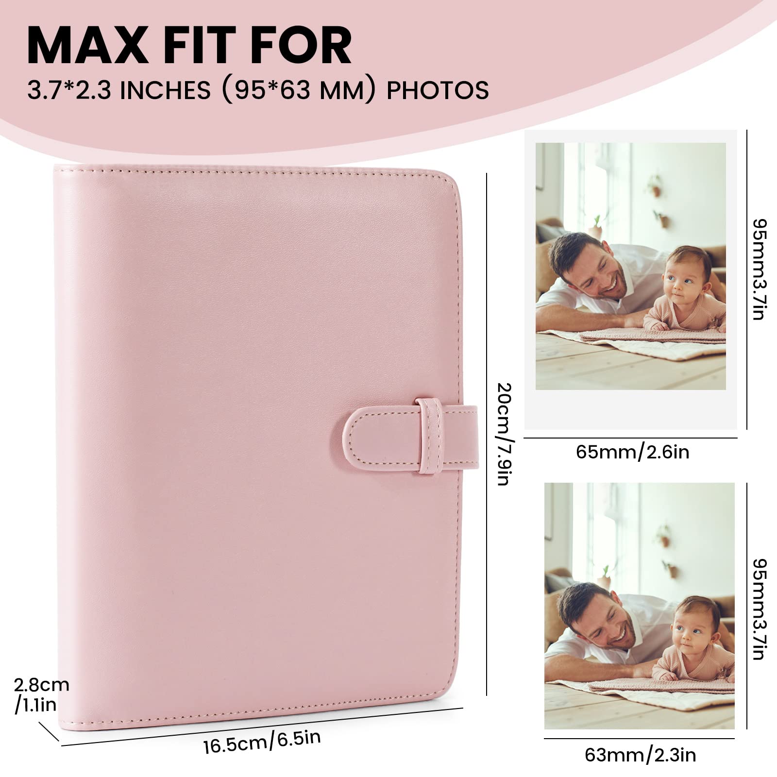 DUNSOO 256-Pocket Photo Album for Instax Mini & Polaroid Photos - Holds Fujifilm, Polaroid & Kodak Zinc Prints (95x63mm) - Perfect for Wedding, Travel & Family Memory Scrapbooking (Brown)