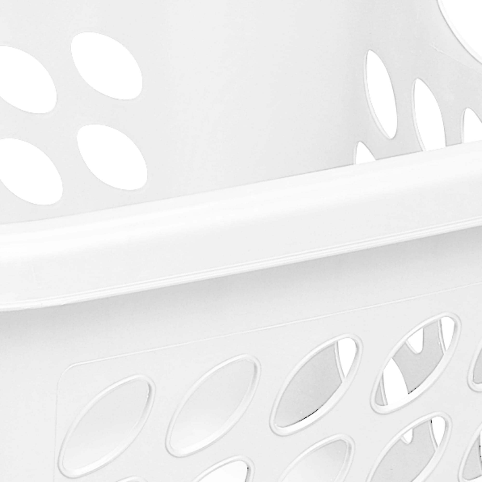 1.5 Bushel Square Laundry Basket with Handles - White Plastic Storage Hamper for Clothes, Bedroom, Bathroom & Laundry Room Organization