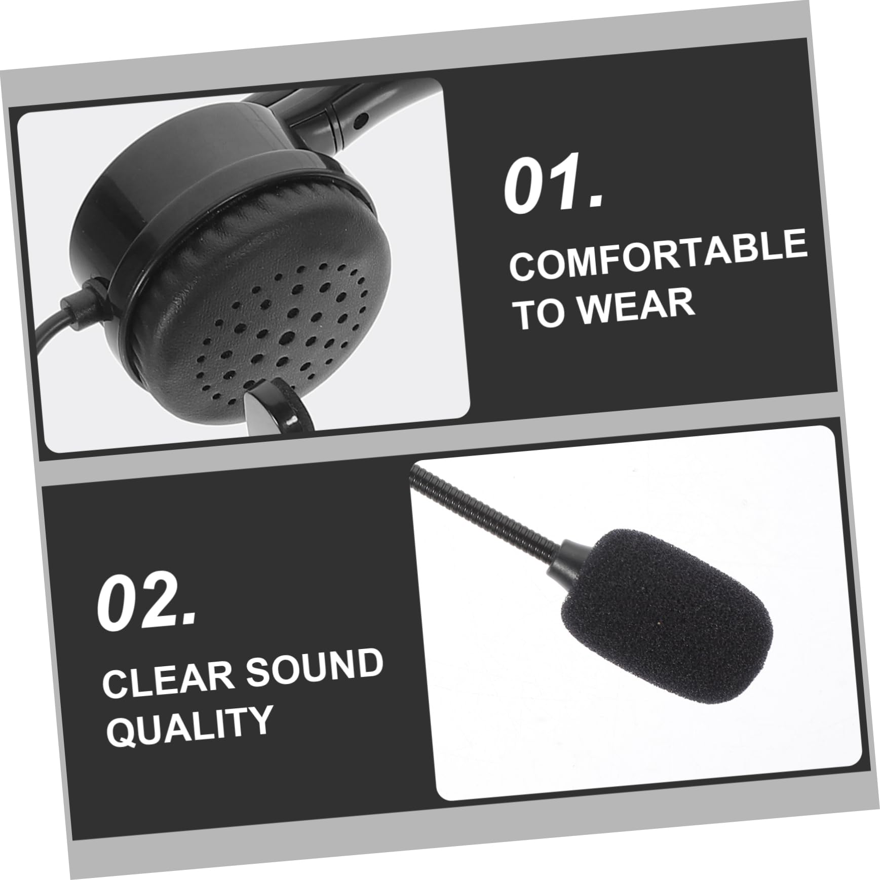 Jojofuny 5-Pack Single Ear Headphones with Microphone - Lightweight Corded Headset for Live Streaming, Gaming & Call Centers - Memory Foam Ear Pads for Comfort (Ideal for DJs, Podcasters & Office Use)