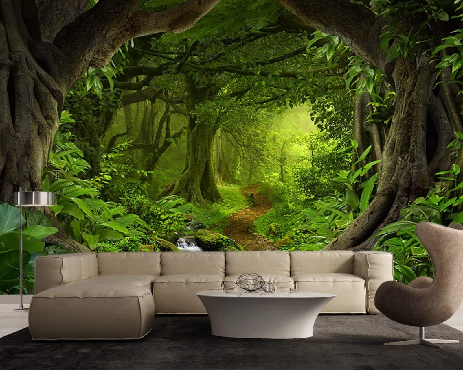 Fantasy Enchanted Forest Canvas Wall Mural - Self-Adhesive Peel & Stick Vinyl Wallpaper (116