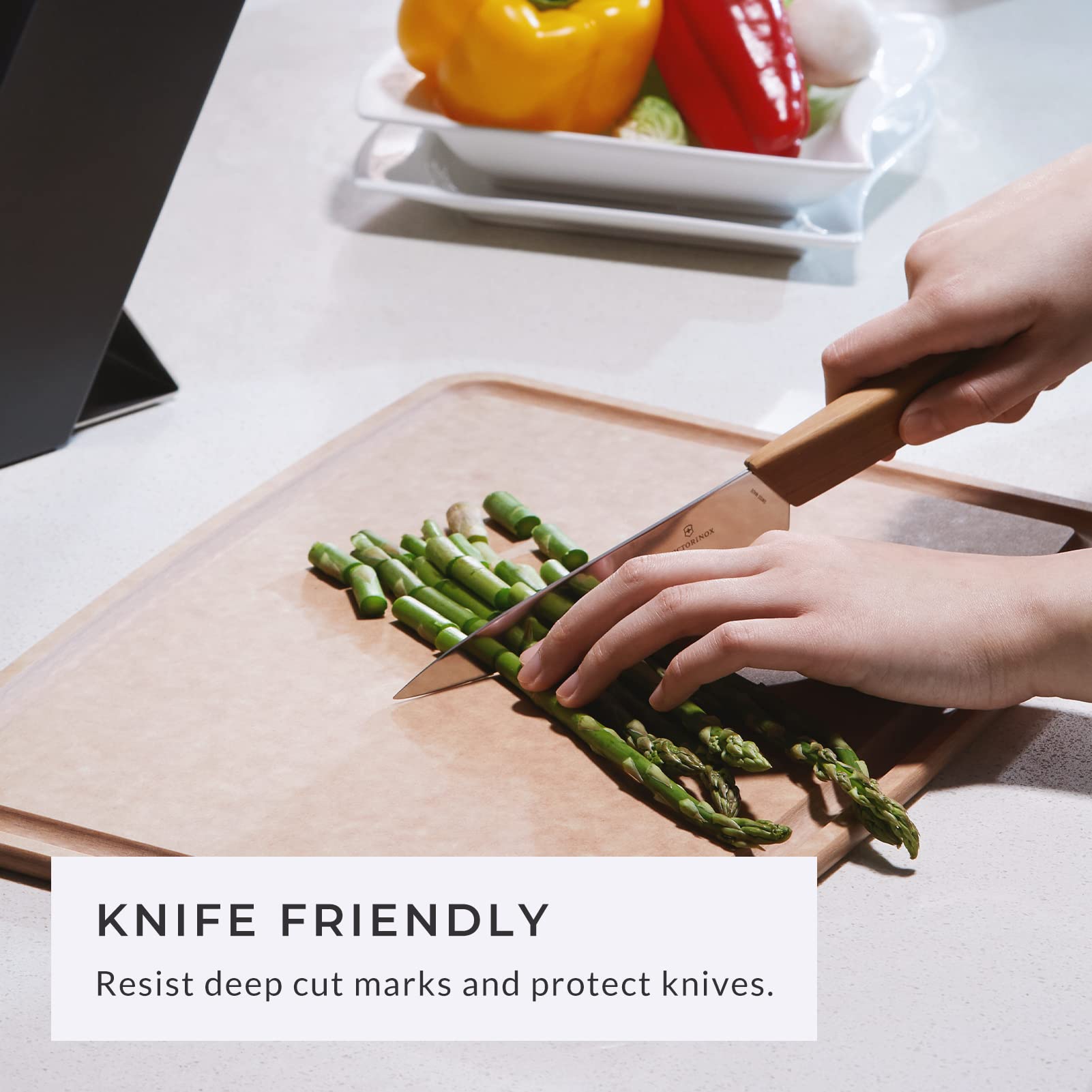 Premium 4-in-1 Wood Fiber Cutting Board Set - Non-Porous, BPA Free & Dishwasher Safe - Eco-Friendly Kitchen Chopping Boards with Juice Grooves & Ergonomic Handles - Perfect for Meal Prep, Slicing Meat, Vegetables & Fruits - Made in USA