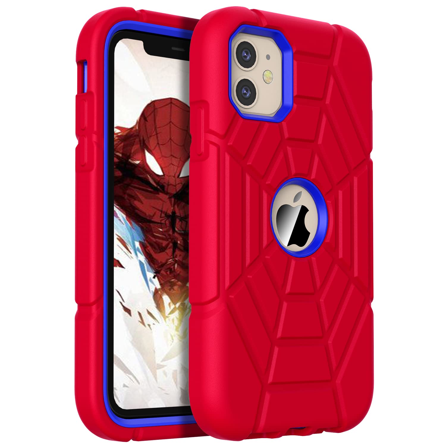 Grifobes Shockproof Case for iPhone 11 & iPhone XR 6.1 Inch - Durable Protective Cover for Kids, Boys & Children (Red & Blue) - Perfect for School, Play & Outdoor Activities