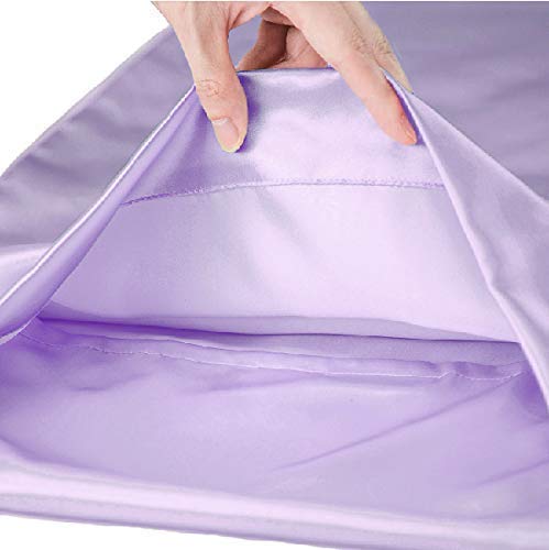 Soft Luxurious Silk-Like Satin 10-Piece Comforter Set - Olympic Queen Size Bedding with Duvet Cover, Flat Sheet, Fitted Sheet & 6 Pillowcases - Durable & Comfortable Lilac Bed Set for Master Bedroom, Guest Room or Luxury Hotel