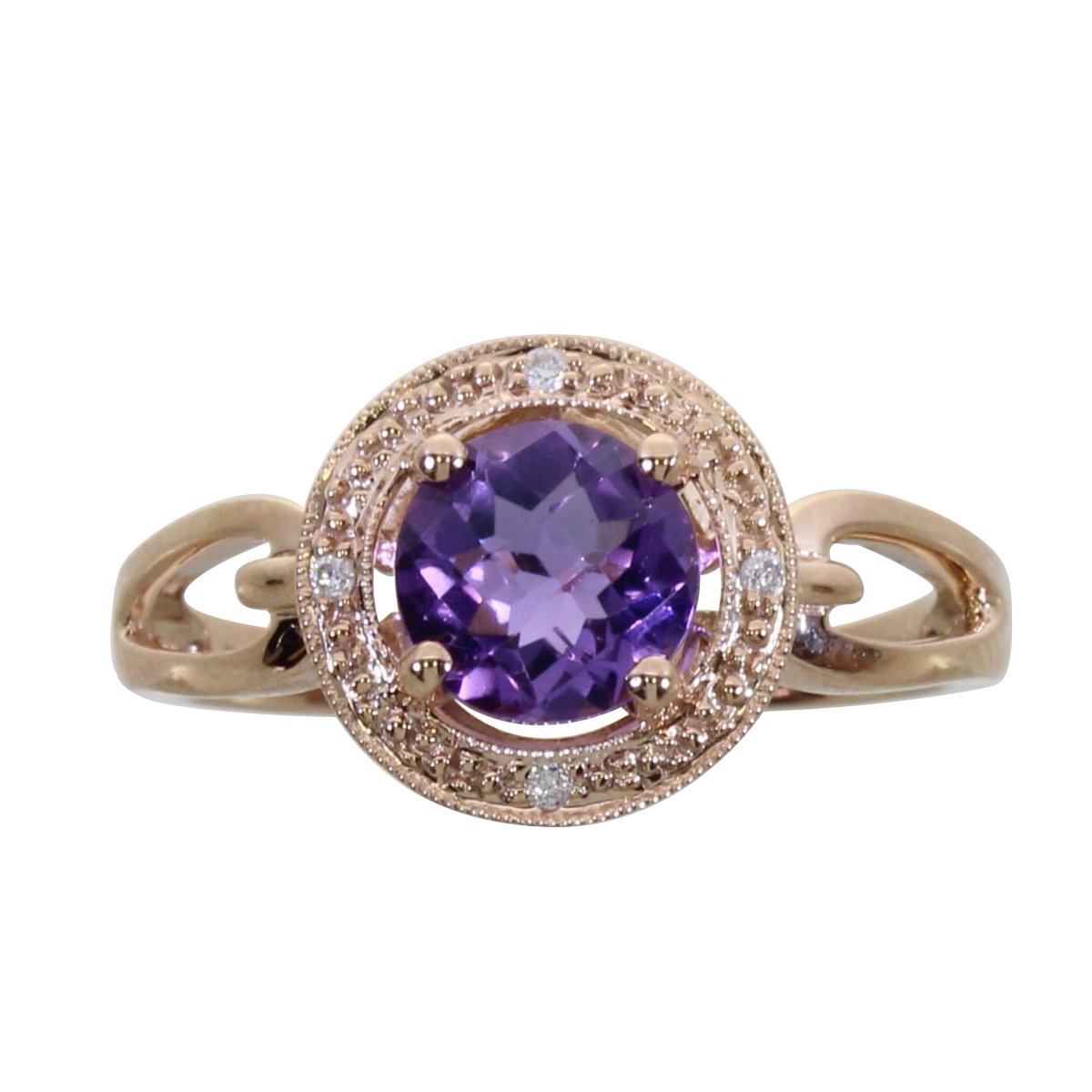 14K Rose Gold Amethyst & Diamond Fashion Ring for Women - Elegant Jewelry Gift for Valentine's Day, Anniversary & Special Occasions