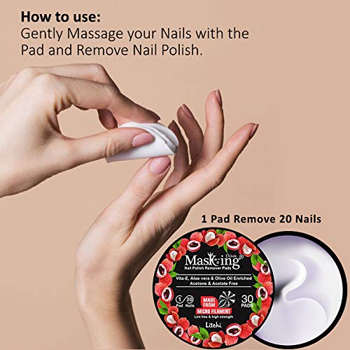 Premium Green Tea, Honey, Aloe Vera & Rice Facial Sheet Mask Combo Pack (4 Masks) - Hydrating & Brightening for Women & Men | Diva Litchi Nail Polish Remover with 30 Round Pads - Perfect for Spa Nights, Travel & At-Home Beauty Care