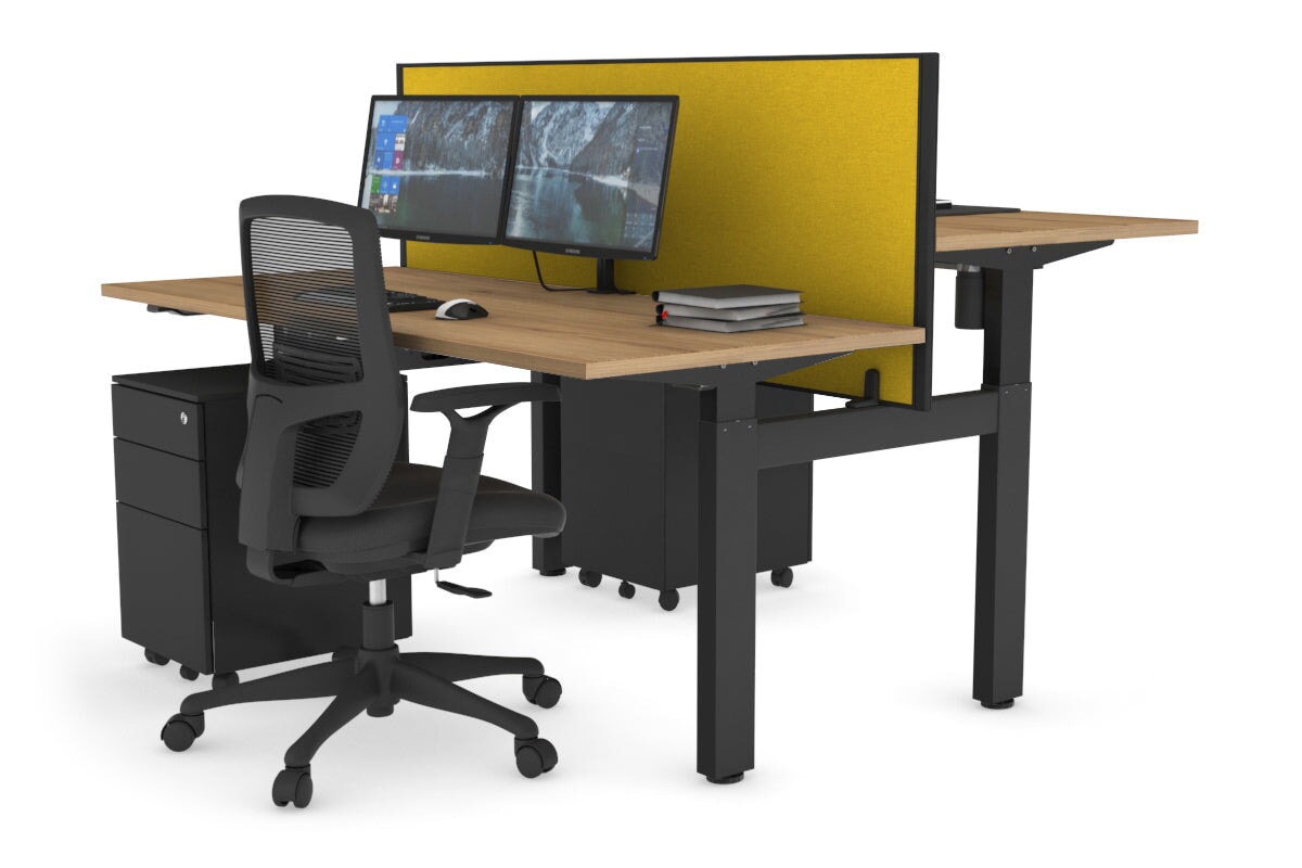 Adjustable Height 2-Person H Bench Workstation - Black Frame [1600L x 700W] - Perfect for Office, Workshop & Collaborative Workspaces