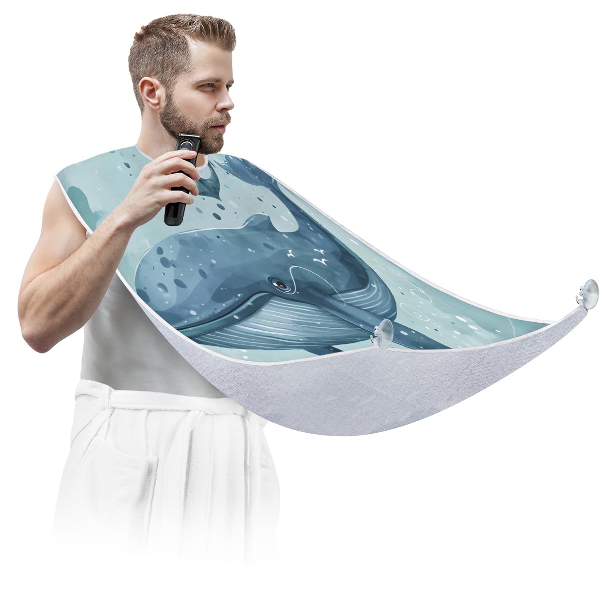 **Whale Anchor Beard Bib for Men - Waterproof Shaving Apron, Hair Dye Cape & Makeup Artist Accessory - Sink Hair Catcher for Beard Trimming & Haircut - Perfect Gift for Barbers & Grooming Enthusiasts**    *(Ideal for home grooming, barber shops, salon professionals, and DIY haircuts - keeps sinks clean and stylish!)*