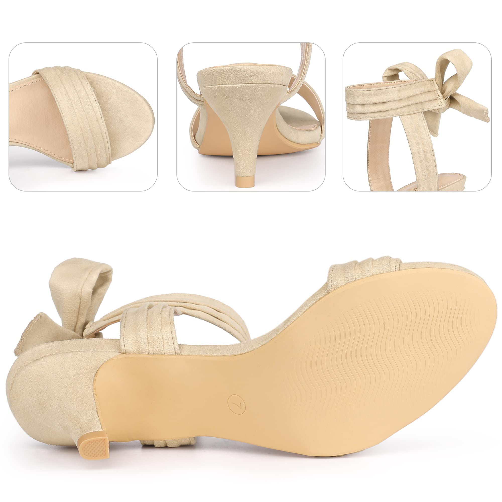 Perphy Women's Open Toe Ankle Tie Kitten Heel Sandals - Elegant Bridal Wedding Shoes for Bride, Prom, Party & Special Occasions