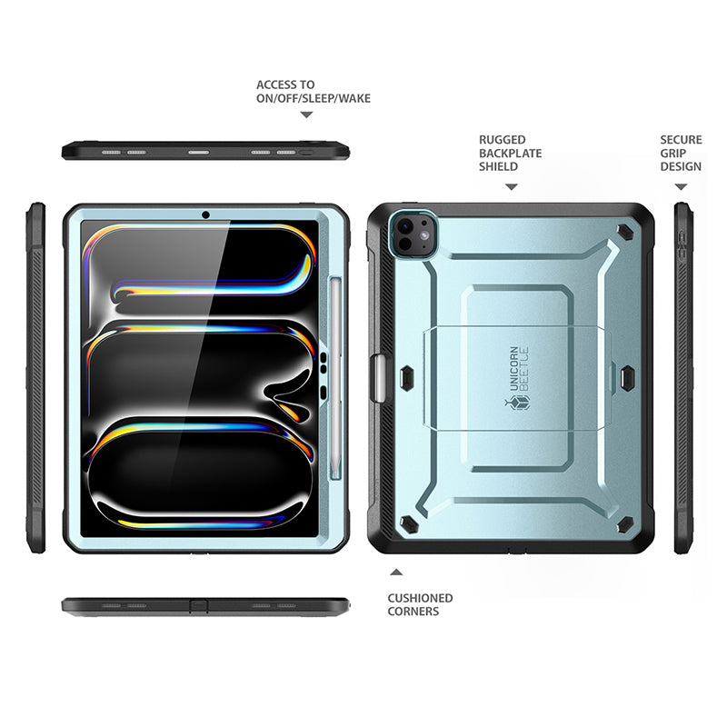 iPad Pro 13 Inch (2024) Unicorn Beetle Pro Rugged Protective Case - Shockproof, Military-Grade Drop Protection in Arctic Blue | Perfect for Outdoor Adventures, Construction Sites & Extreme Sports