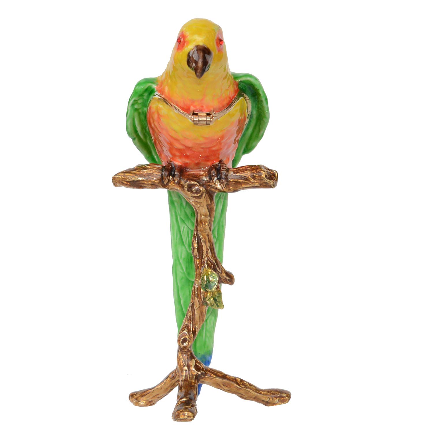 Hand-Painted Parakeet Jewelry Box with Hinged Lid - Decorative Trinket Box for Earrings & Rings - Bird Figurine Collectible Gift for Women - Perfect for Bedroom Vanity, Dresser Organizer & Home Decor