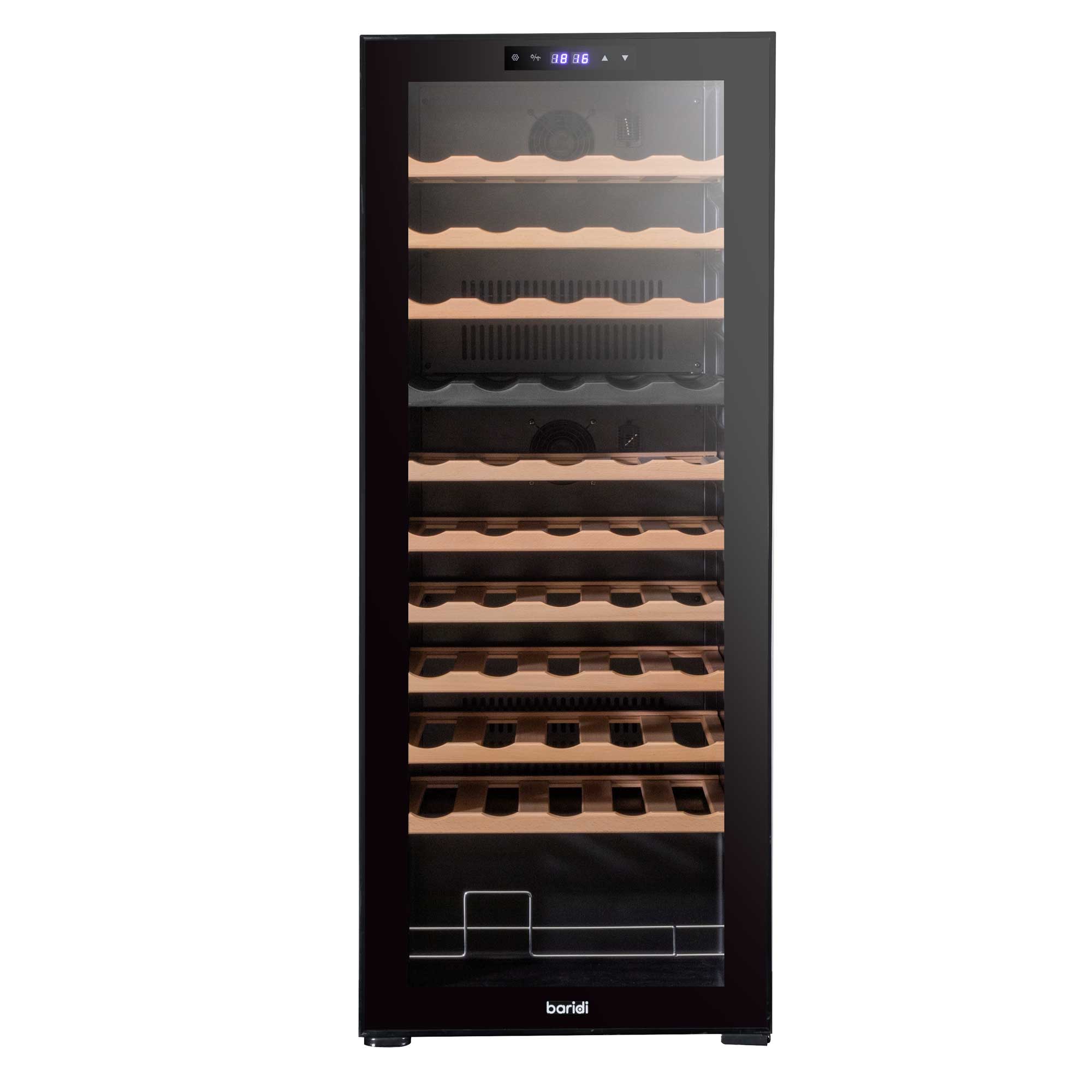 Baridi 55 Bottle Dual Zone Wine Cooler Refrigerator - Touch Screen Control, Wooden Shelves, LED Display for Home, Office, or Restaurant Use - Perfect for Storing Red, White, and Sparkling Wines