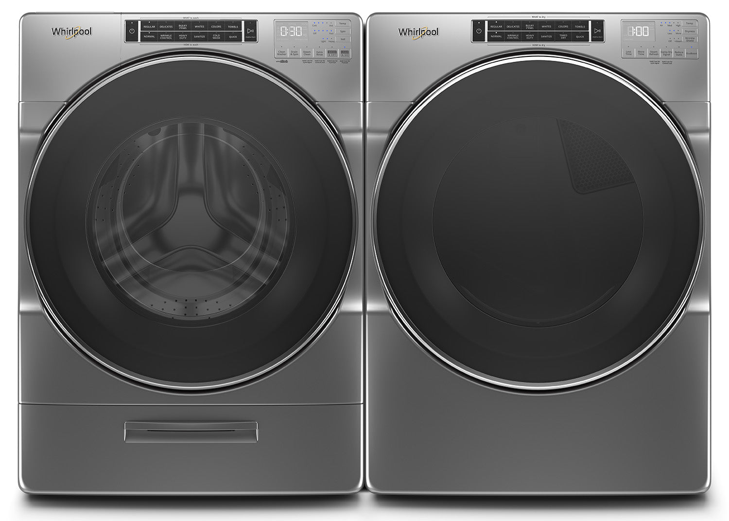 Whirlpool WFW8620HC 5.8 cu ft Front Load Washer & YWED8620HC 7.4 cu ft Electric Dryer Set - Chrome Shadow - Laundry Room Appliances for Home & Apartment