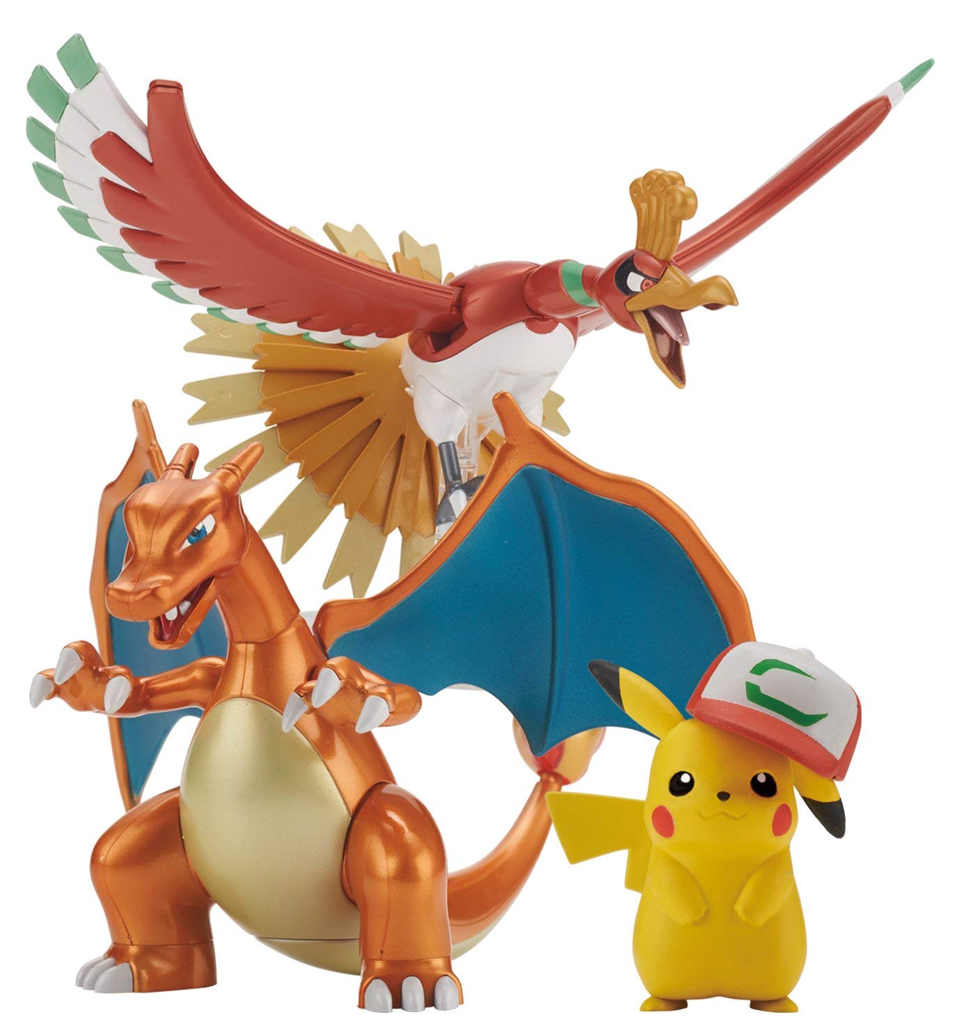 Bandai Pokemon Model Kit Set - Ho Oh, Charizard & Ash Ketchum's Pikachu Figures for Collectors & Gifts | Anime Display, Home Decor, Gaming Room Accessories