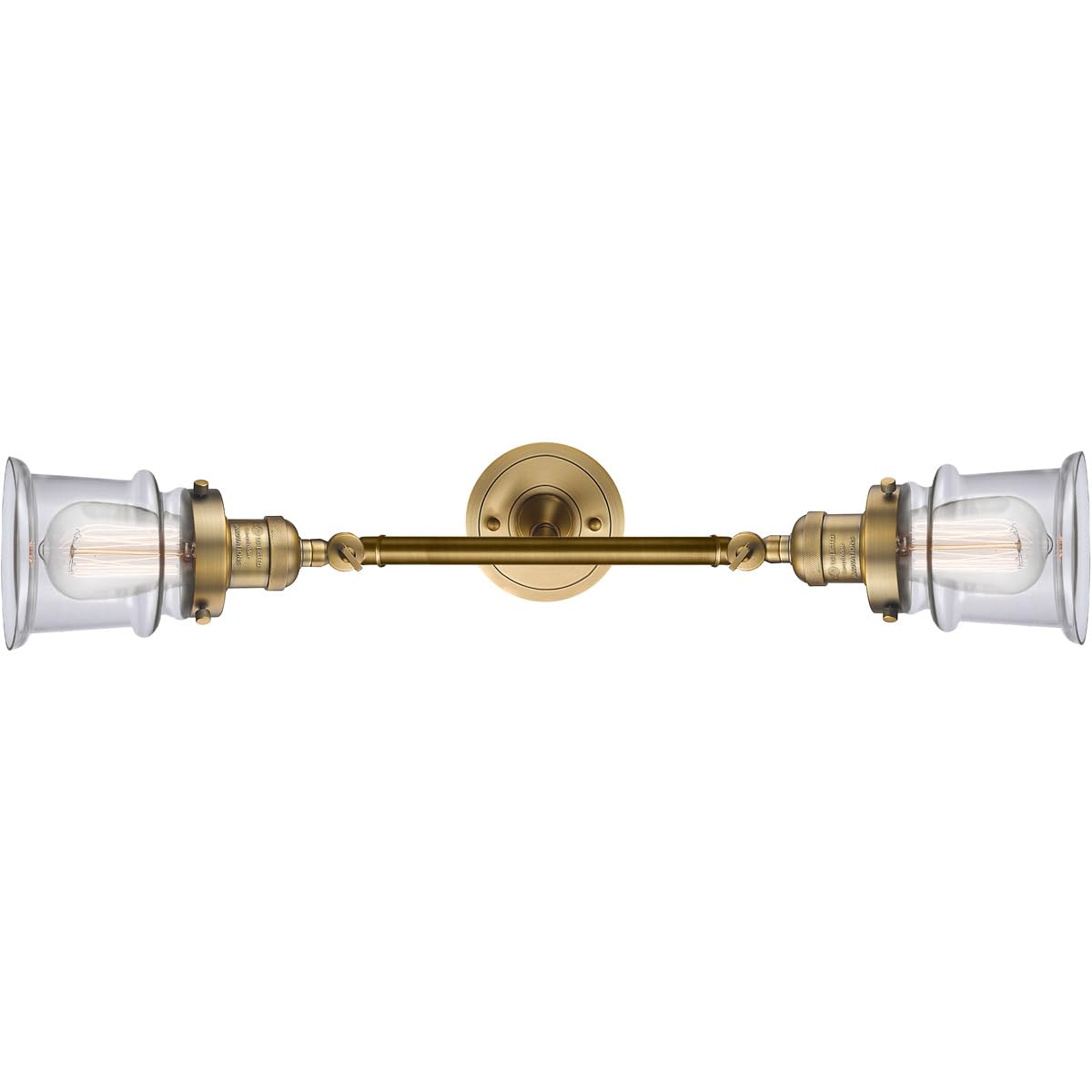 Franklin Restoration Collection 2-Light Bathroom Vanity Light in Brushed Brass - Small Canton Design with LED Bulbs - Perfect for Bathroom, Powder Room & Dressing Room Lighting