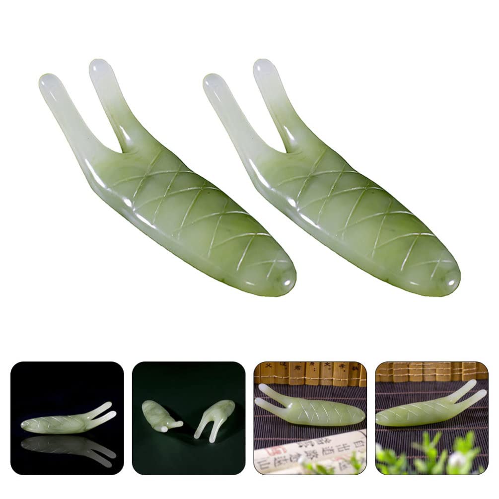 FOMIYES 2Pcs Eye Massager & Facial Scraping Tool Set - Horn Massage Stick & Resin Chakra Healing Stones for Thai Massage, Stress Relief & Skincare - Perfect for Spa, Home Relaxation & Beauty Routine