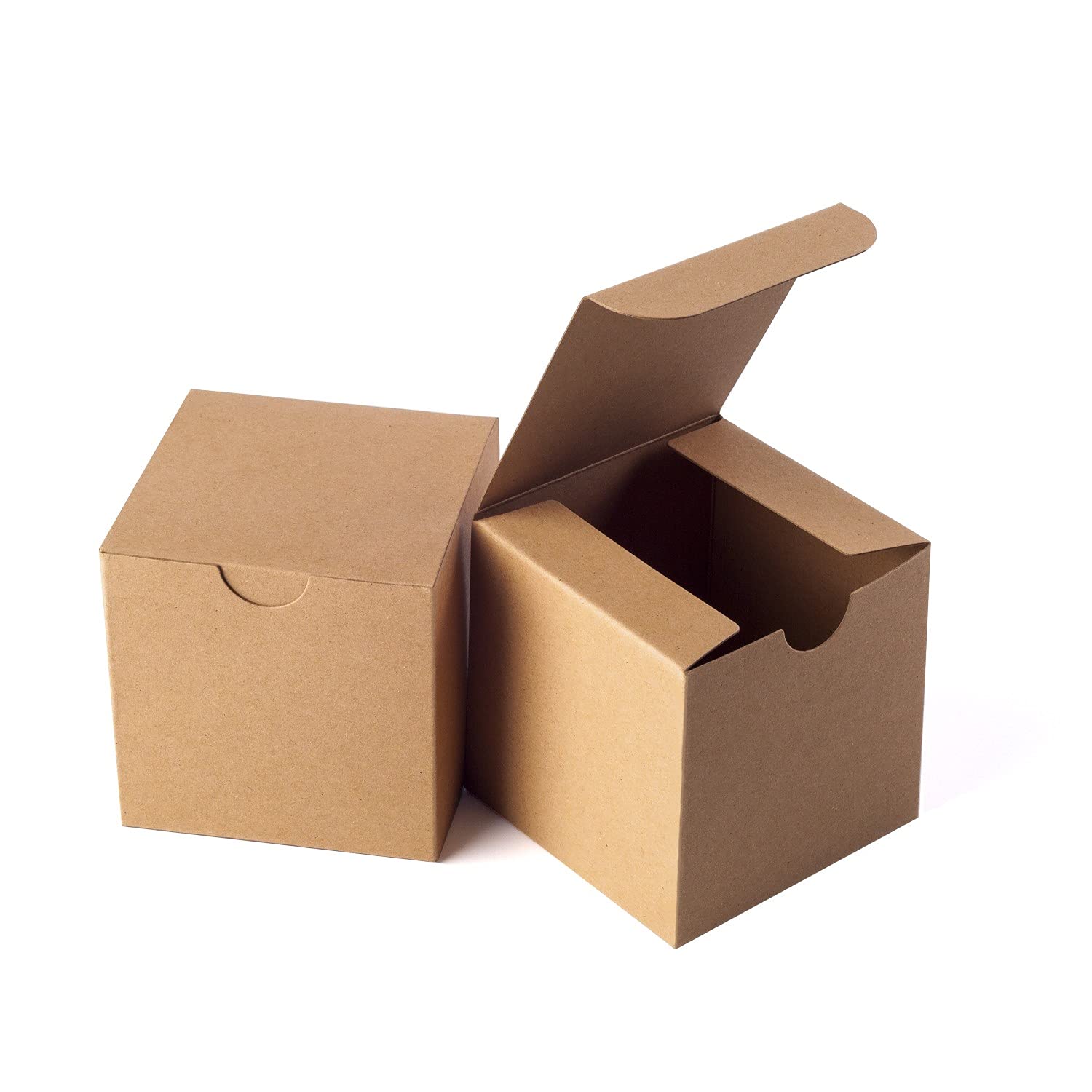 GEFTOL 50 Pack Small Brown Gift Boxes 4x4x4 Inches - Easy Fold & Assemble Paper Gift Boxes for Bridesmaids Proposals, Birthday Parties, Christmas Gifts | Perfect for Wedding Favors, Jewelry Packaging & Party Decorations