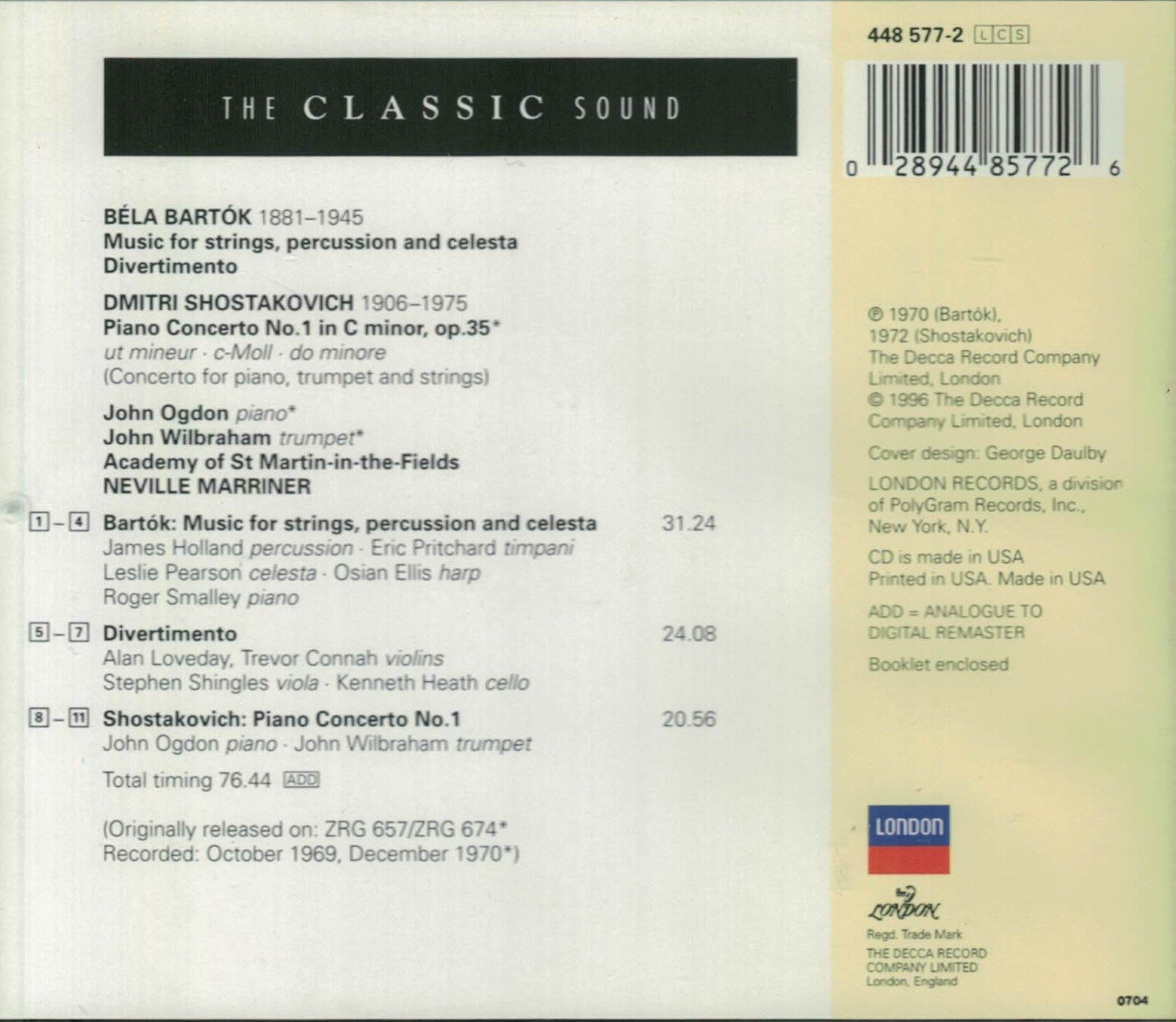 Bartok: Music for Strings, Percussion and Celesta / Divertimento & Shostakovich Piano Concerto No. 1 - Classical Music CD for Study, Relaxation and Concert Preparation