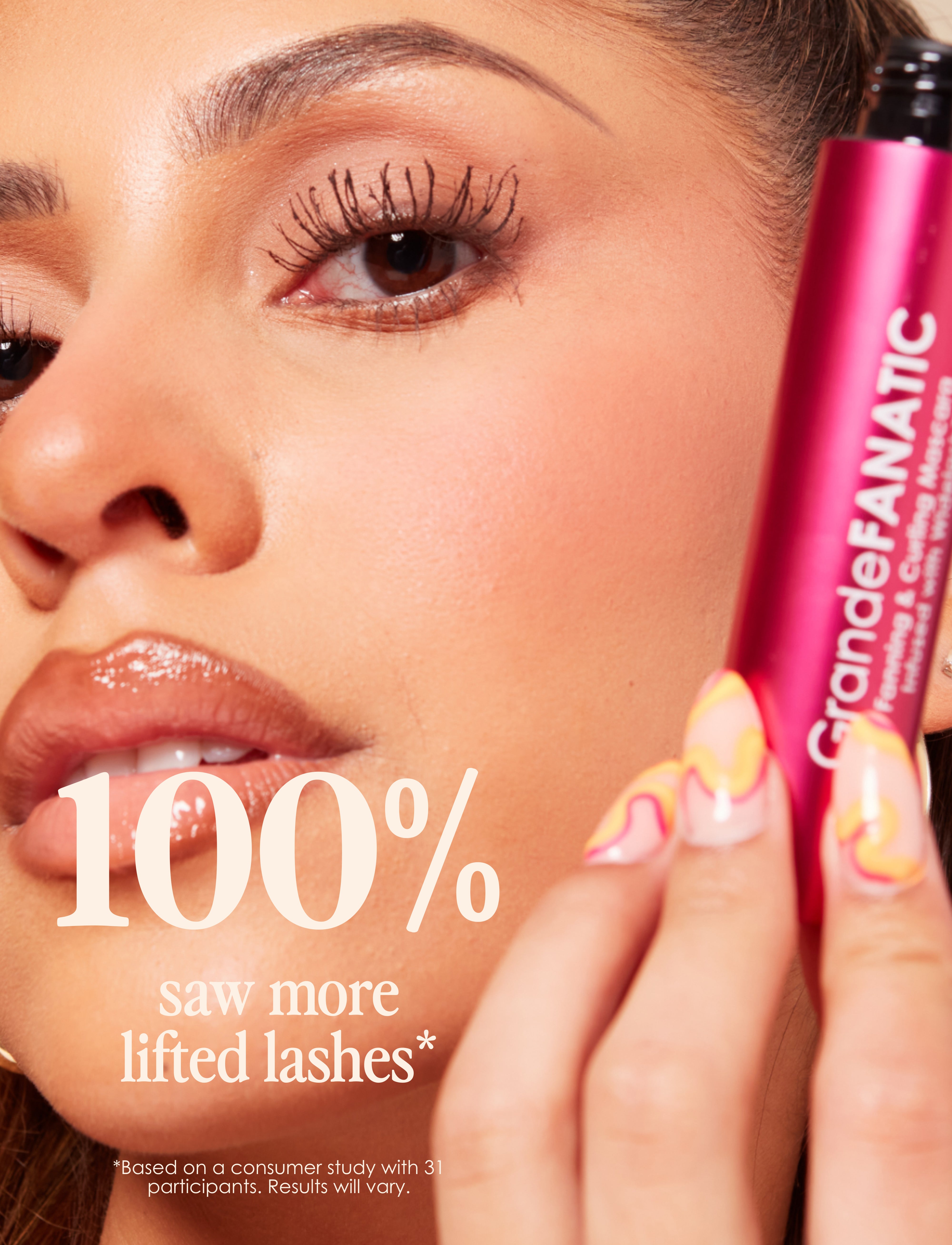 GrandeFanatic Fanning & Curling Mascara - Volumizing & Lengthening for Dramatic Lashes - Perfect for Daytime Glam or Nighttime Looks