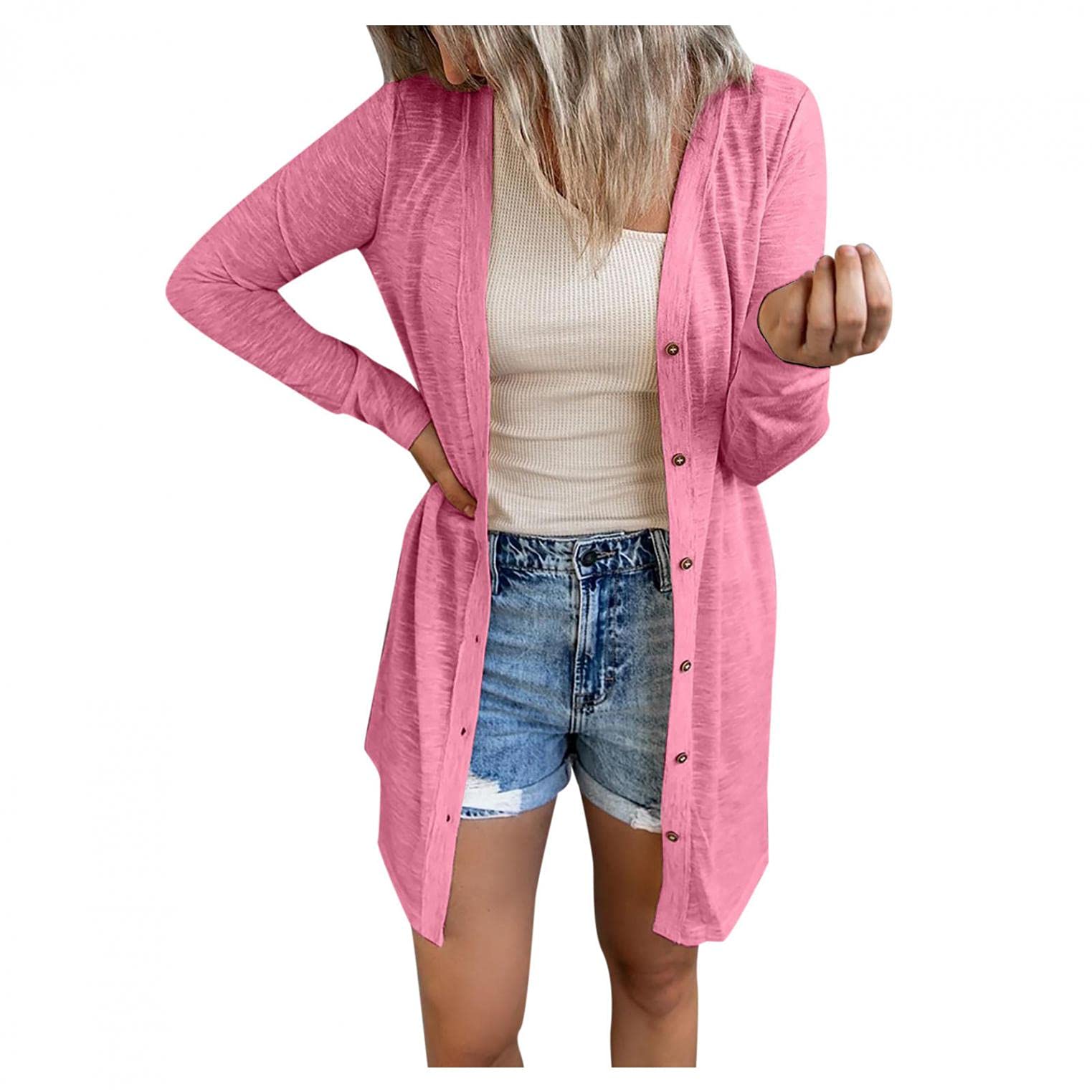 Women's Lightweight Cardigan Sweater - Long Sleeve Casual Fashion Top with Cute Pumpkin Design | Perfect for Fall Outfits, Office Wear & Cozy Home Lounging