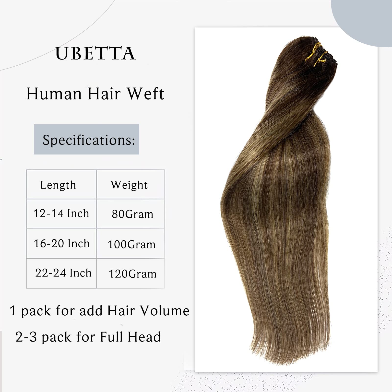 16 Inch 100G Hand Tied Weft Sew In Hair Extensions - Real Human Hair with Balayage Brown & Blonde Highlights for Women | Perfect for Volume Boost, Styling & Special Occasions