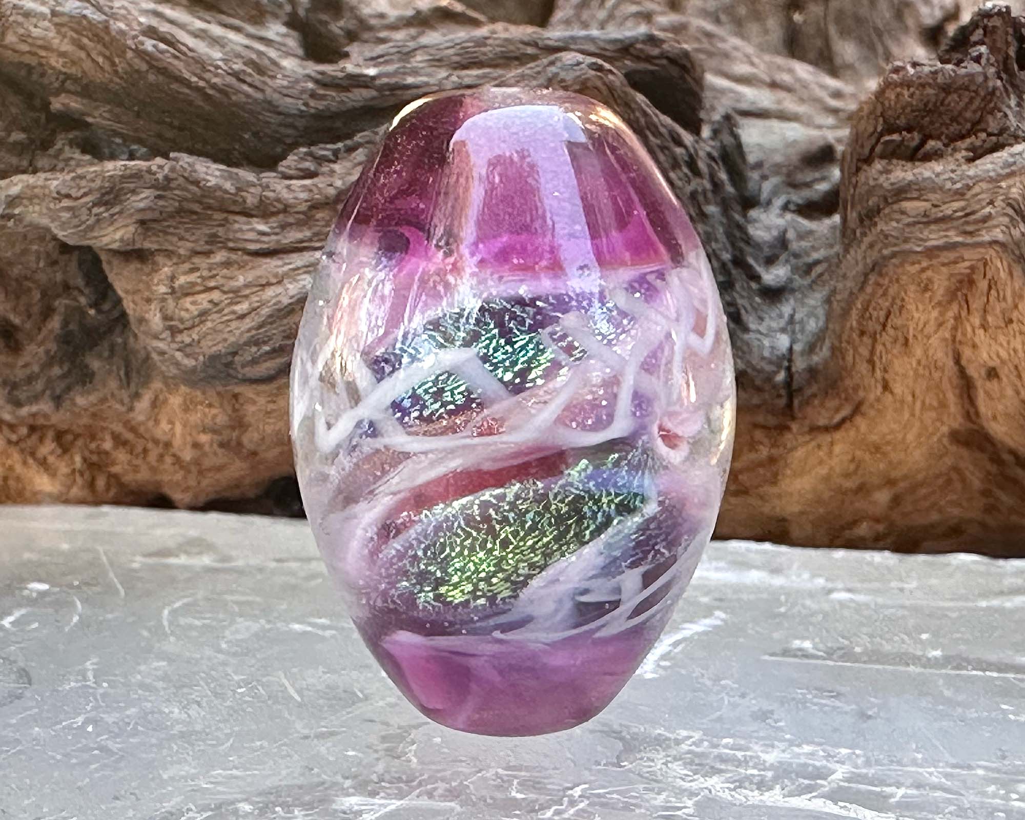 Lavender Dichroic Glass Shimmer Lampwork Focal Bead for Jewelry Making - Handmade SRA Art Bead for Necklaces, Bracelets & DIY Crafts