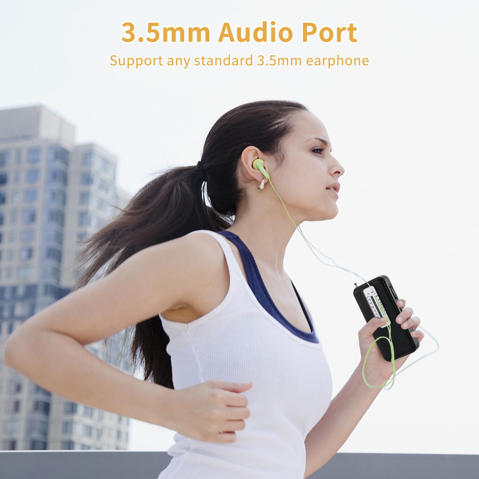 Best Portable AM FM Radio with Excellent Reception - Mini Battery Operated Walkman with Included Headphones - Perfect for Walking, Jogging, Hiking, Camping & Outdoor Activities (Runs on 2 AAA Batteries)