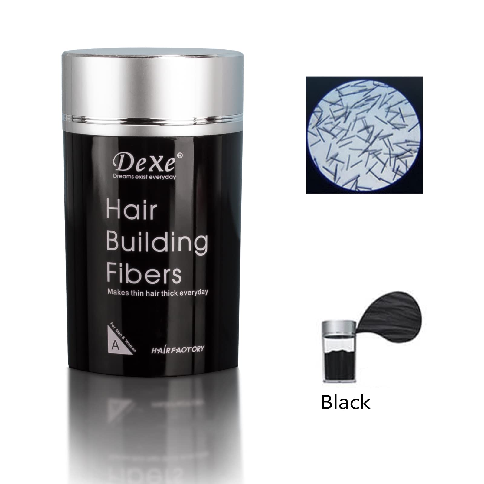 Hair Building Fibers for Thinning Hair - Black Hair Thickening Powder for Women & Men | Instant Volume & Confidence Boost for Daily Styling & Special Occasions
