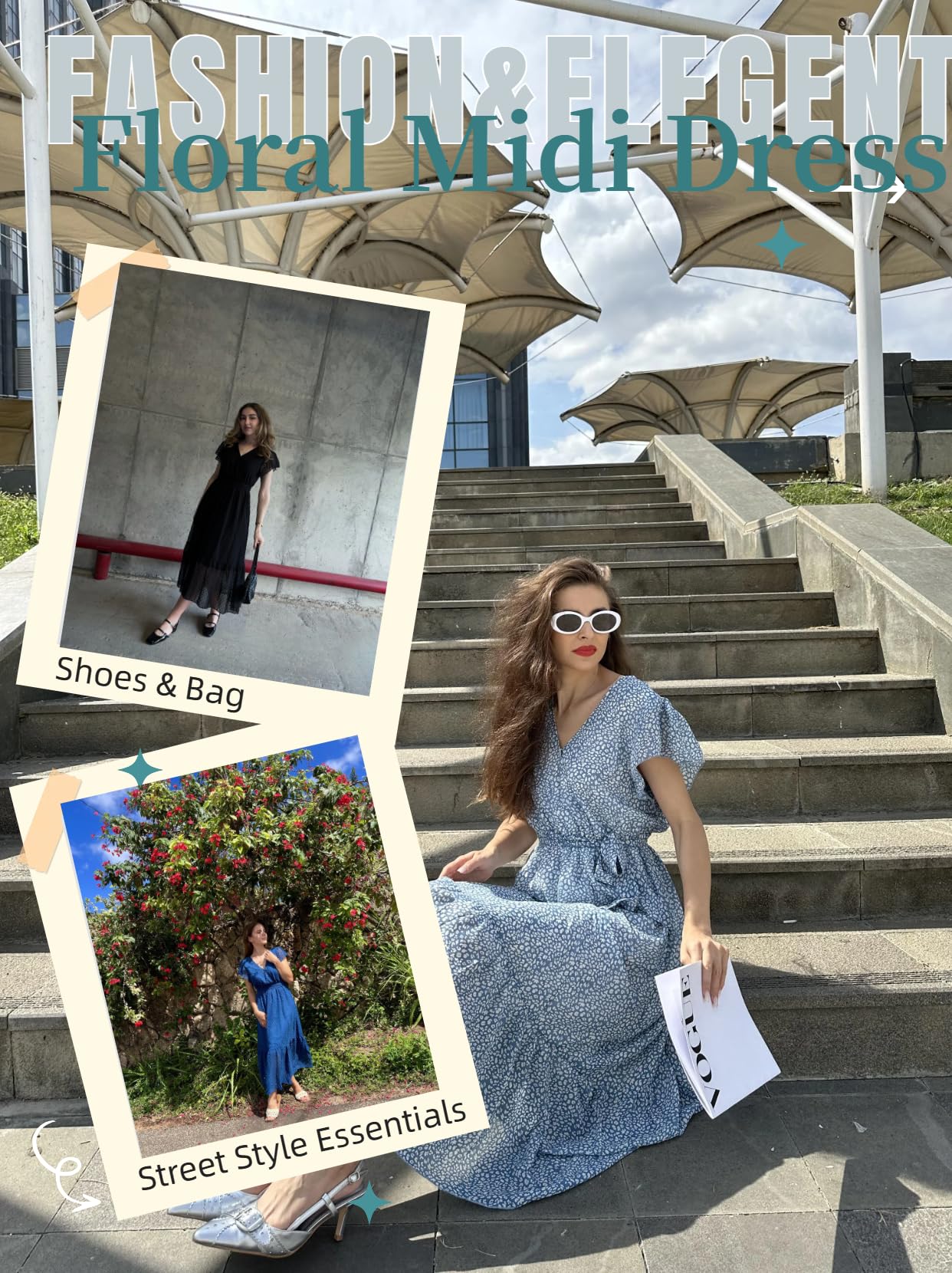 Women's Midi Dresses - Loose Casual & Semi Formal Bohemian Floral Hawaiian Dresses for Beach, Vacation & Summer Outfits