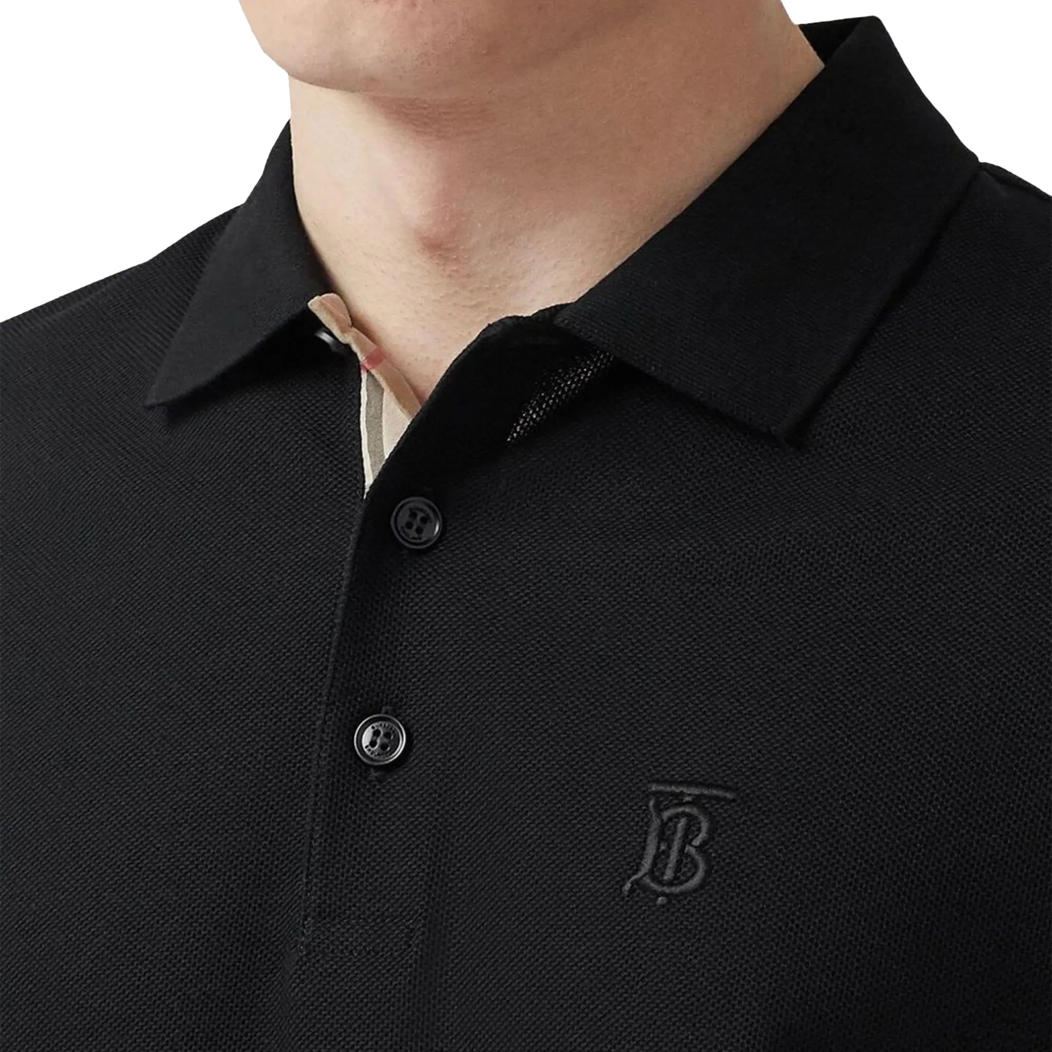 Burberry Eddie Logo Pique Cotton Black Polo Shirt for Men - Classic Luxury Casual Wear for Business, Golf & Everyday Outfits