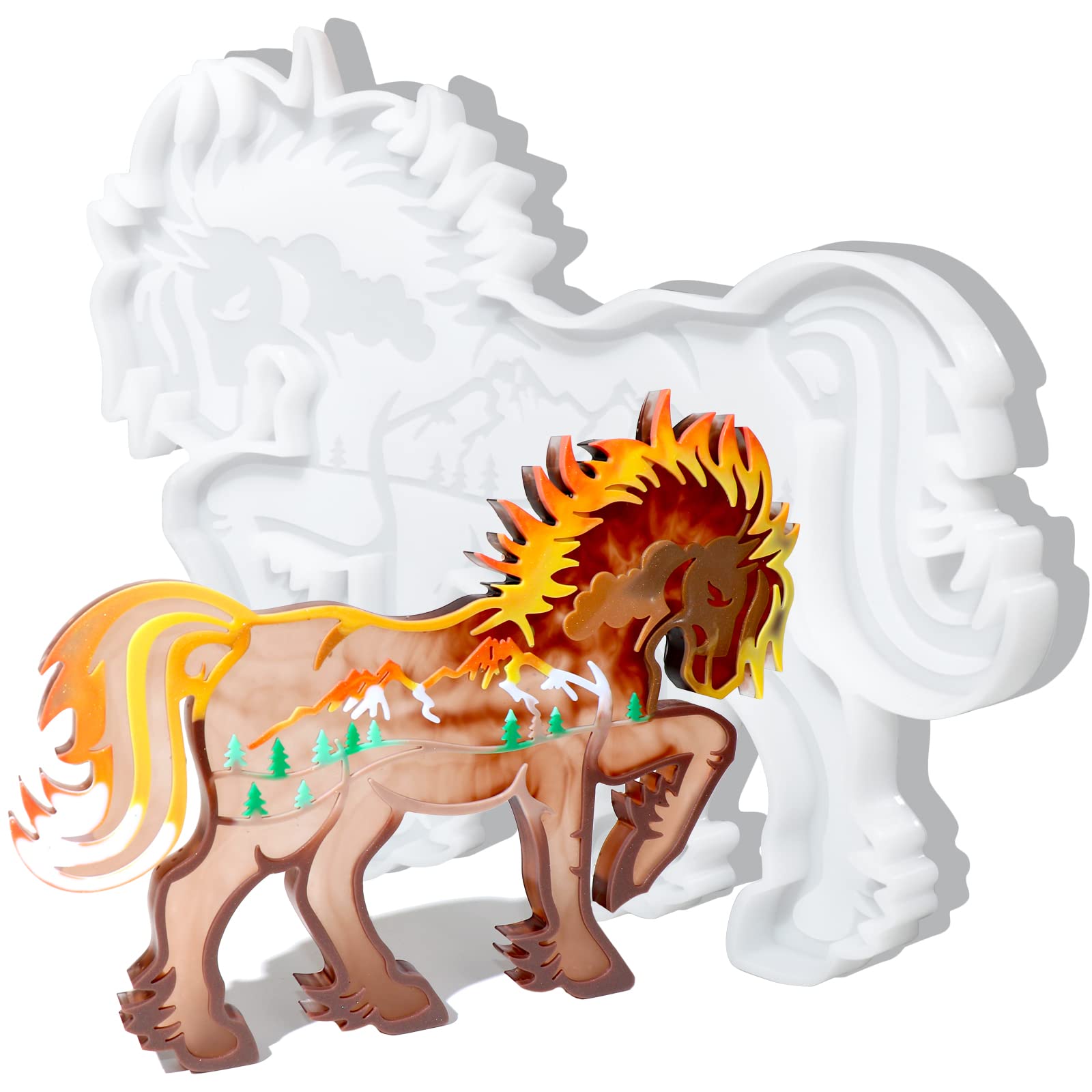 Premium Large Horse Silicone Resin Molds for DIY Epoxy Crafts - Animal Shaped Molds for Cabinet Decor, Christmas Ornaments & Home Decoration Projects (Set of 4) - Perfect for Resin Art, Jewelry Making & Gift Crafting