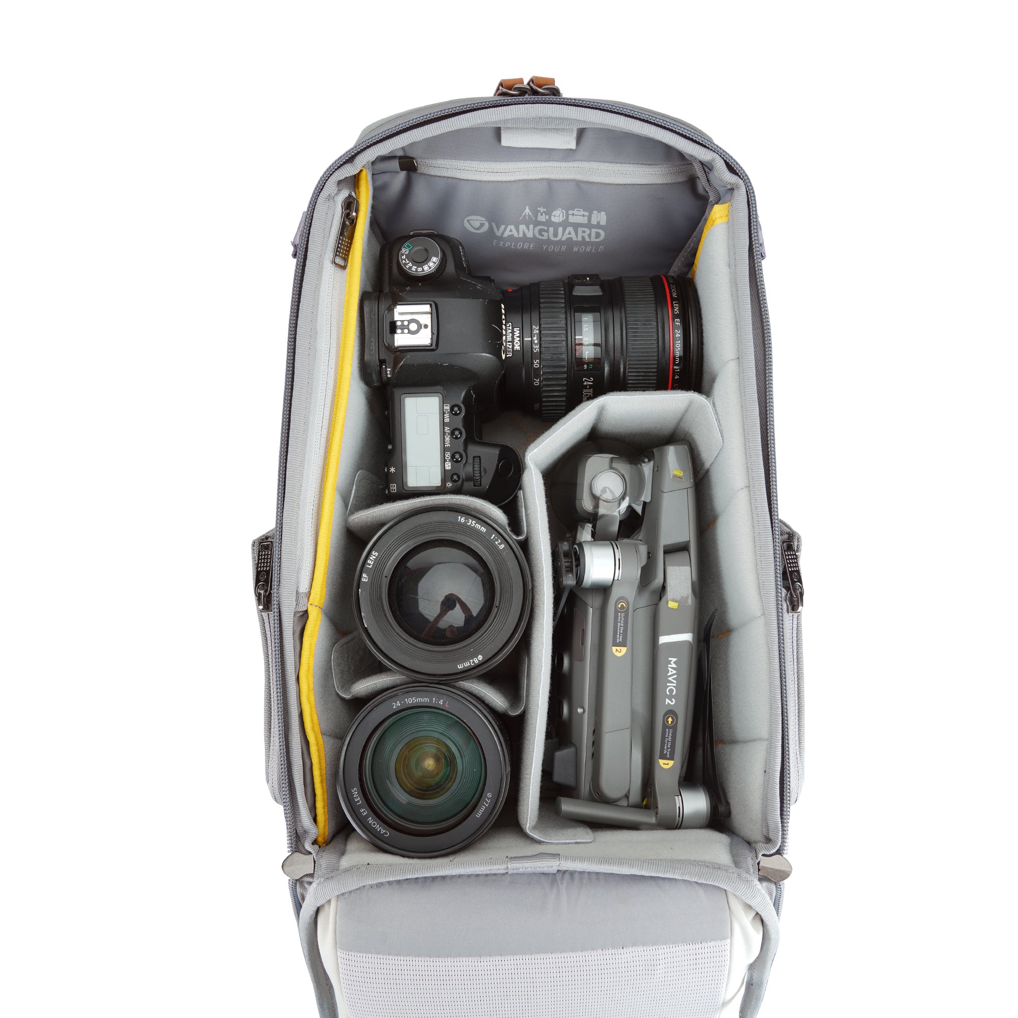 VEO CITY B37 Compact Camera Backpack with Detachable Pouch - Lightweight & Durable Gray Photography Bag for DSLR, Mirrorless Cameras - Perfect for Travel, Hiking & Outdoor Photography