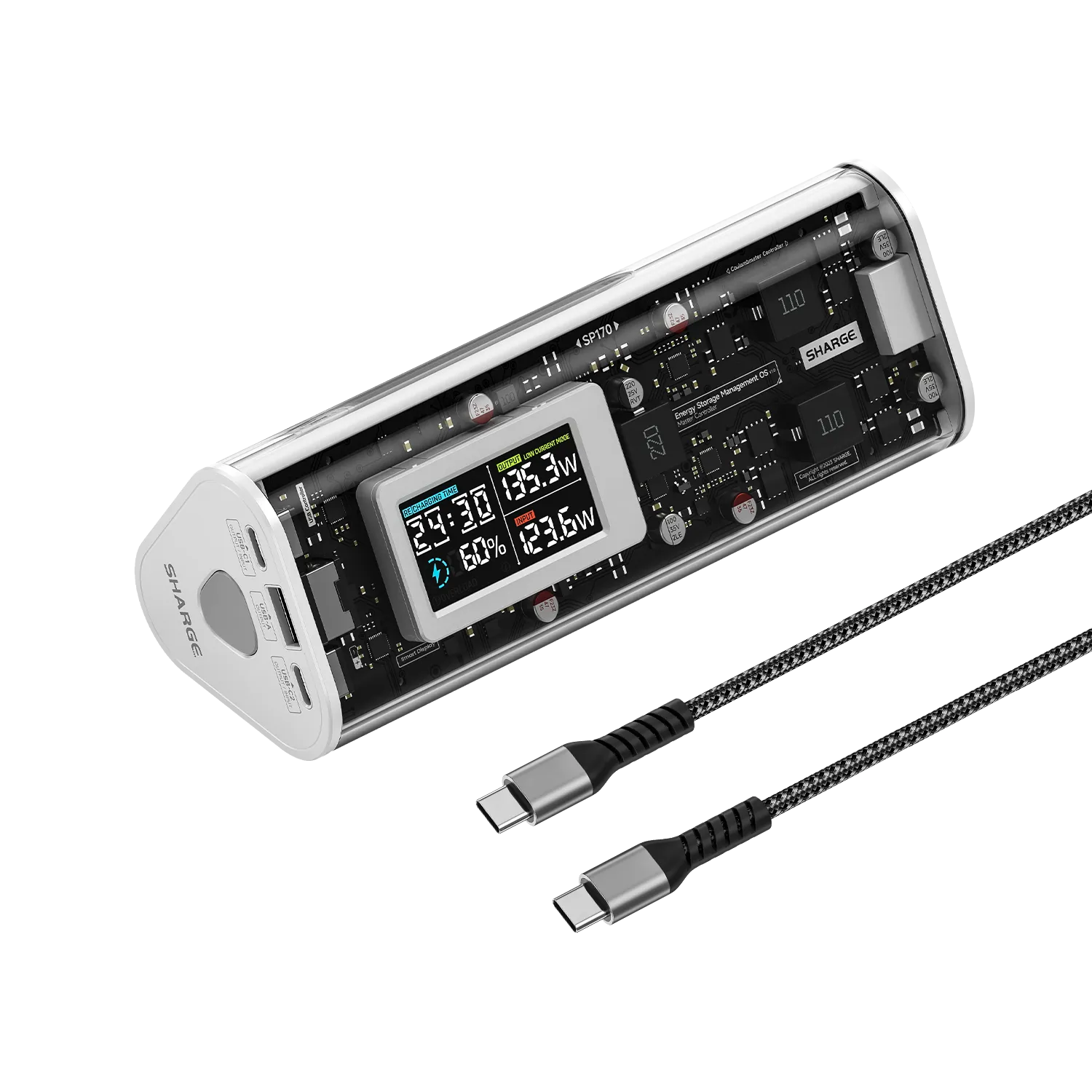 Shargeek 170 Portable Power Bank - 100W Fast Charging, 25600mAh High Capacity, PD 3.0 & QC 4.0 Compatible - Perfect for Travel, Camping, and Emergency Power Backup