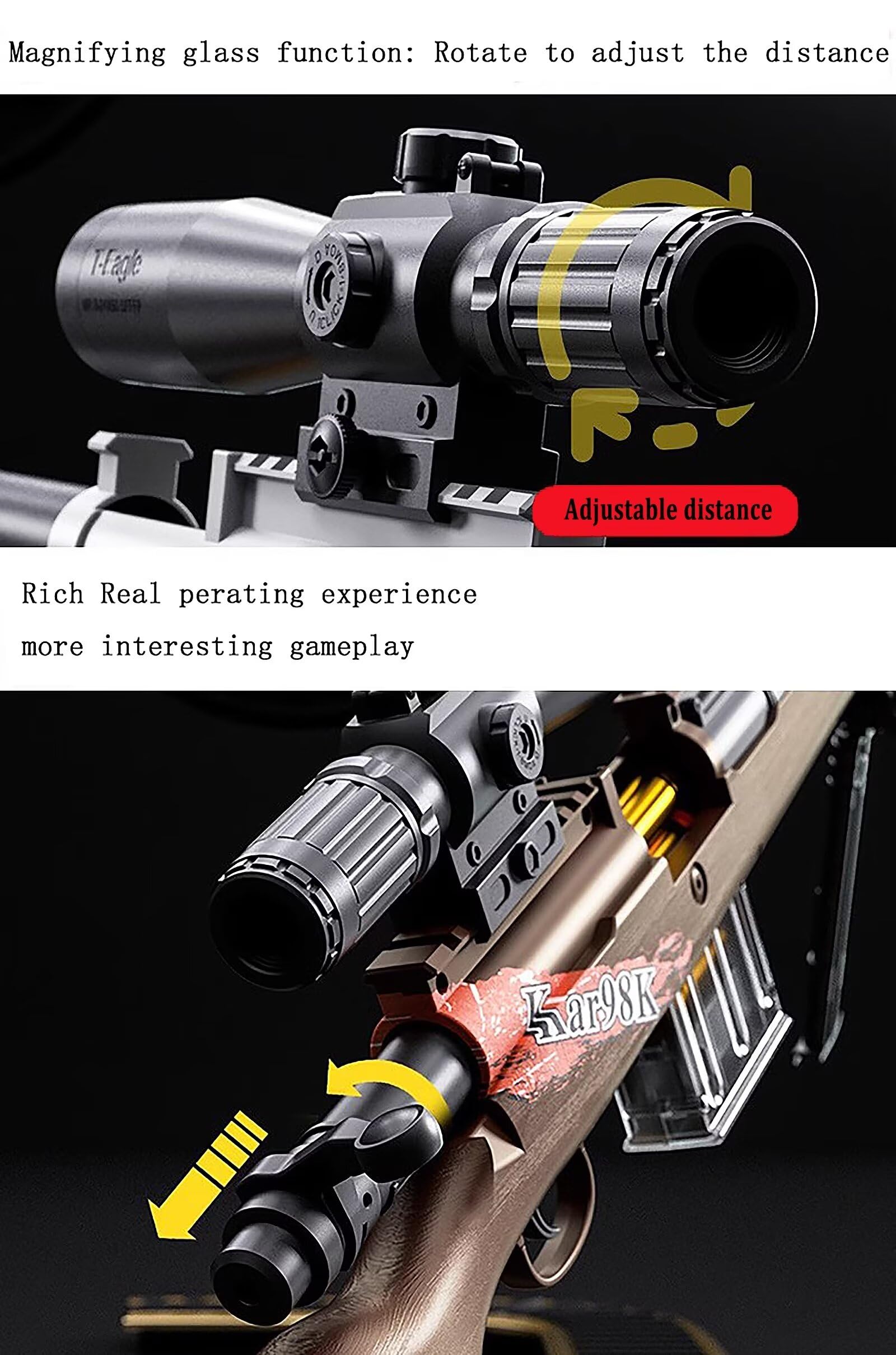 Kids Toy Pistol Gun - Soft Foam Blaster with Safe Foam Balls | Sniper Rifle Style 98K Toy Gun for Children | Outdoor Play, Nerf Battle Games & Birthday Gifts