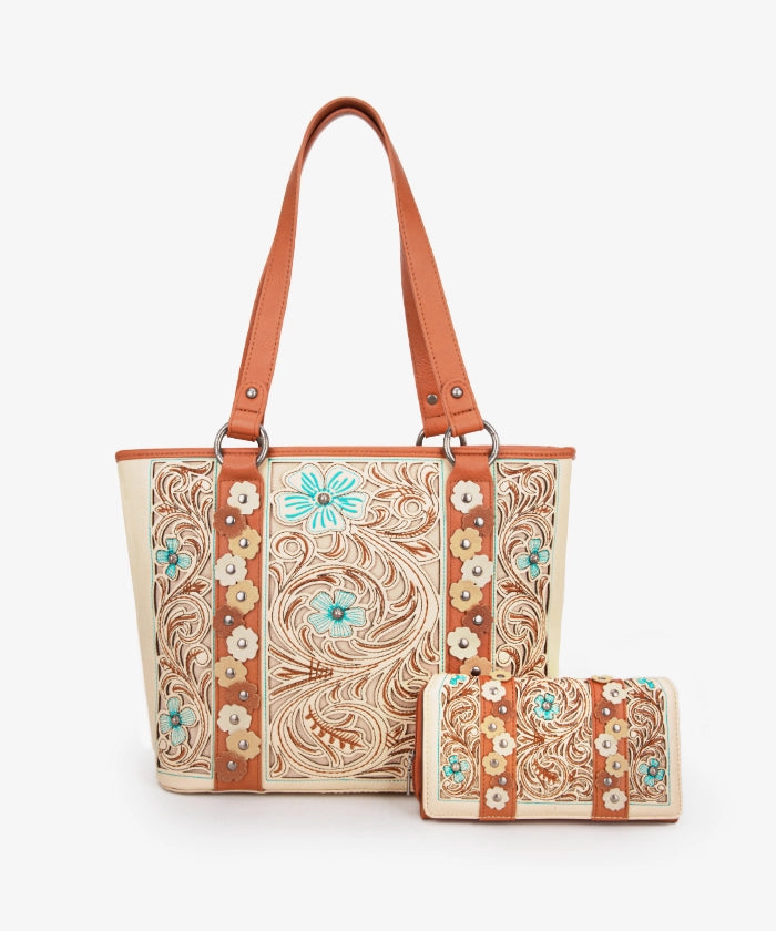 Montana West Embroidered Floral Cut Out Tote Bag for Women - Stylish Handbag for Work, Travel & Shopping