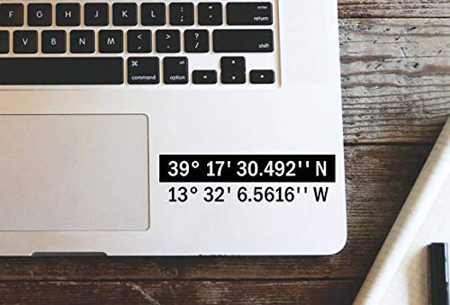 Custom GPS Coordinates Vinyl Sticker - Personalized Latitude Longitude Decal for MacBook, Mailbox, Laptop, Water Bottle | Perfect Travel Gift & Home Office Decor