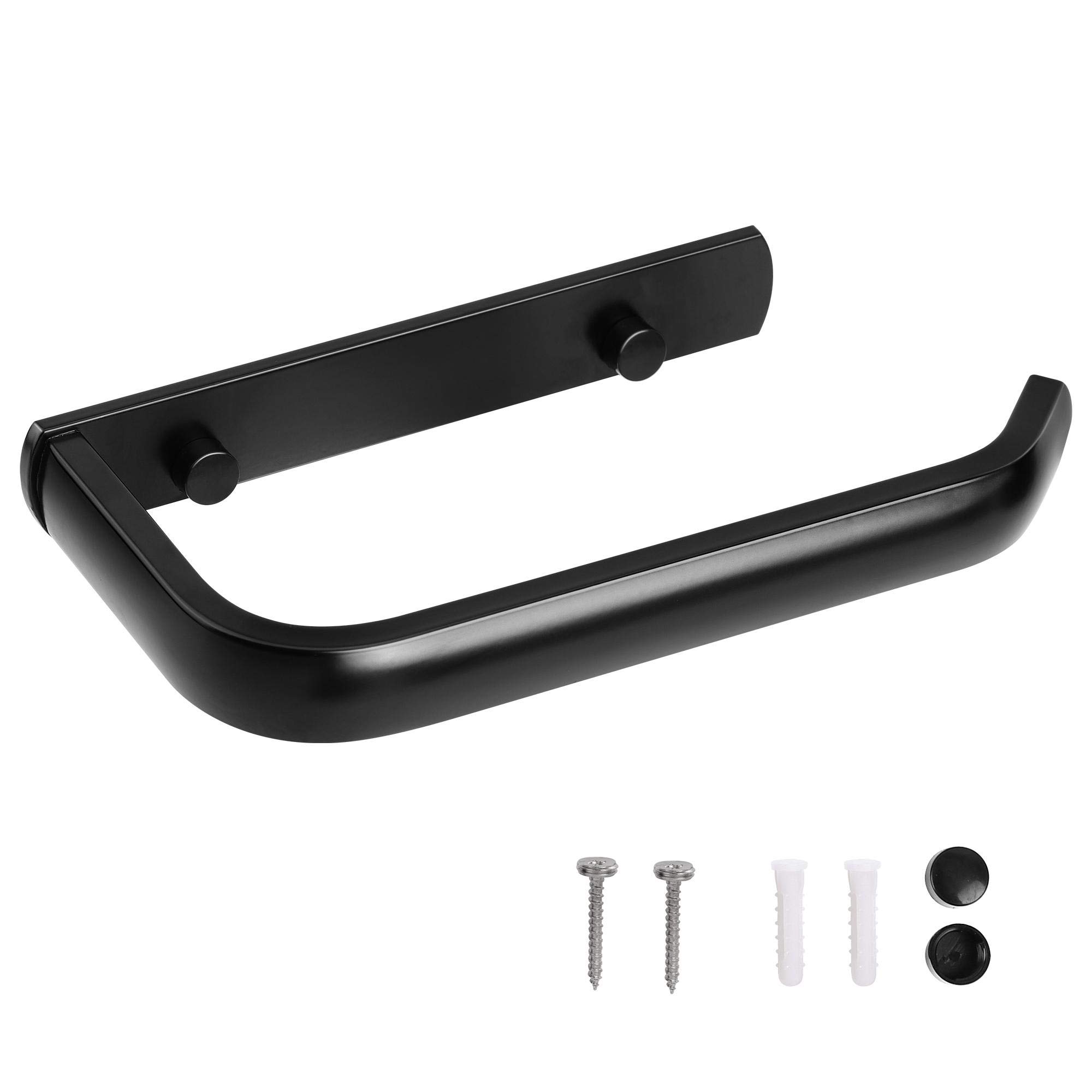 uxcell Wall Mounted Toilet Paper Holder - Aluminum Alloy Bathroom Tissue Dispenser with Waterproof Matte Black Finish for Home, Kitchen & Office Use
