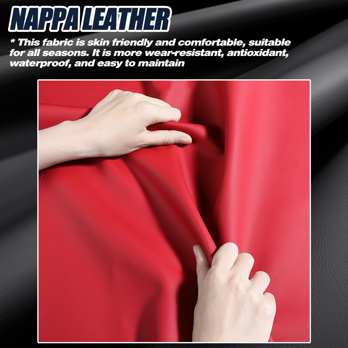 Universal 5-Seat Car Seat Covers - Premium Nappa Leather, Super Breathable & All-Season Use with 3D Foam Back Support & Storage Bags (Black/Red) - Perfect for SUVs, Sedans & Family Road Trips