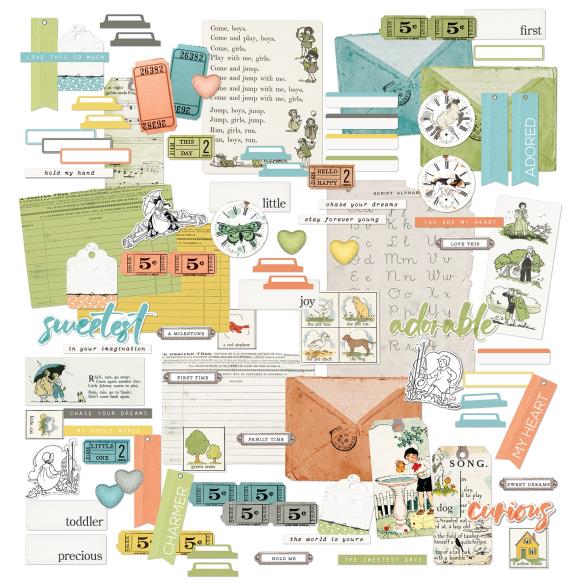 49 and Market Ephemera Bits - Toddler Time Scrapbooking Supplies for Baby Memory Books | Perfect for Baby Shower Gifts, First Birthday Albums & DIY Craft Projects