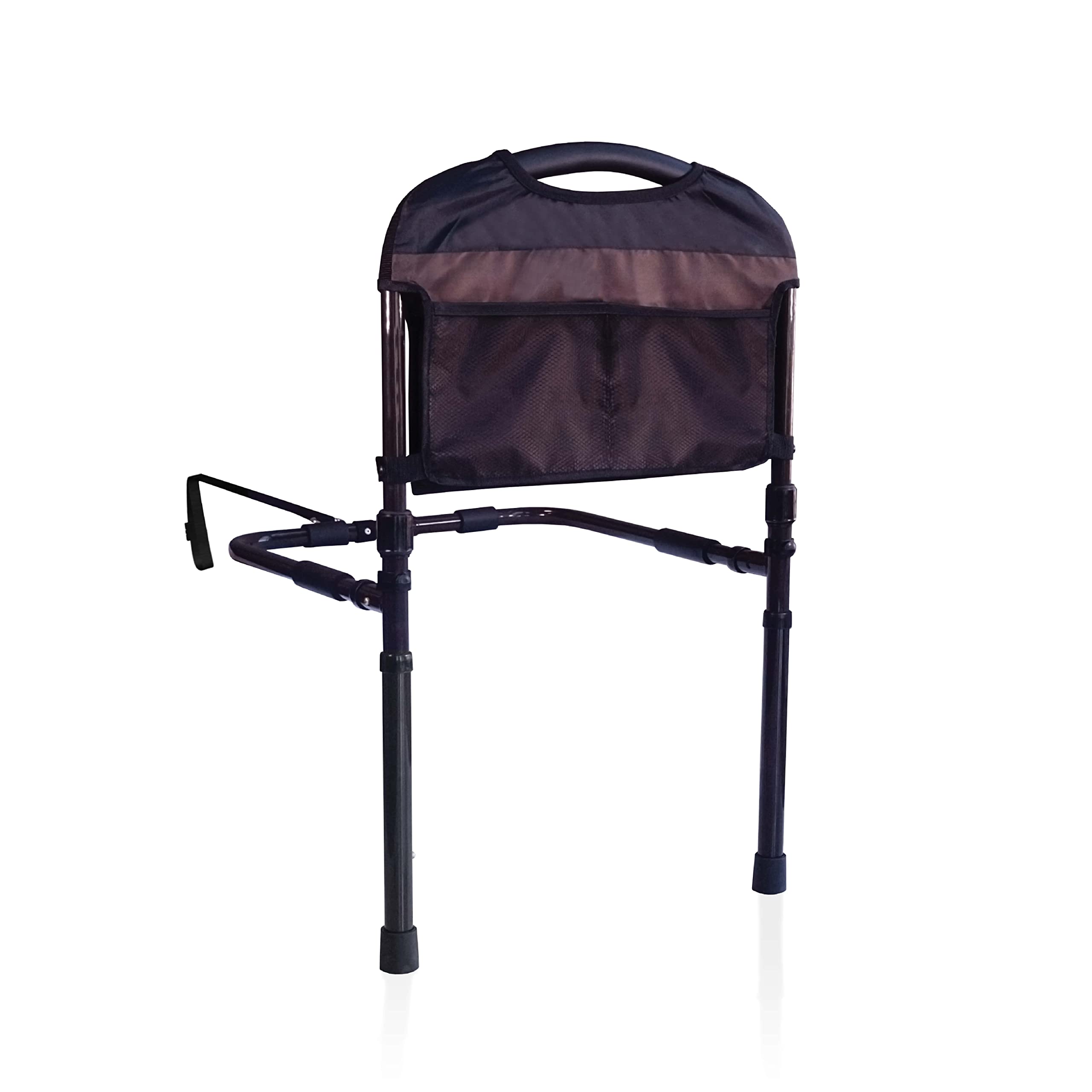 Adjustable Bed Assist Rail for Elderly Adults - Stable Senior Bed Handle with Organizer Pouch & Leg Support - Ideal for Home Care, Hospital Use & Fall Prevention