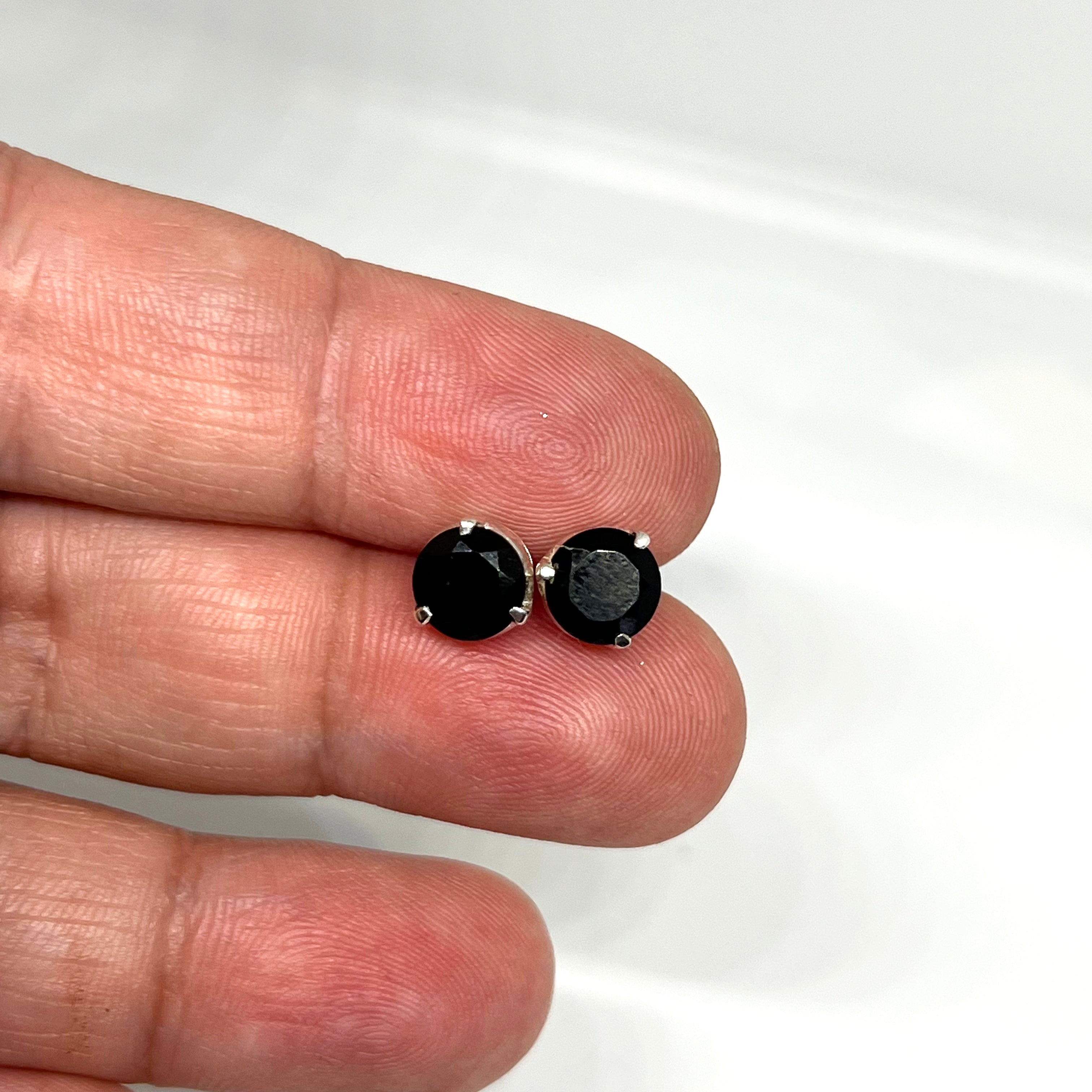 7mm Round Faceted Gemstone Stud Earrings - 3 Prong Set for Women (PSE006) | Perfect for Everyday Wear, Parties & Gifts