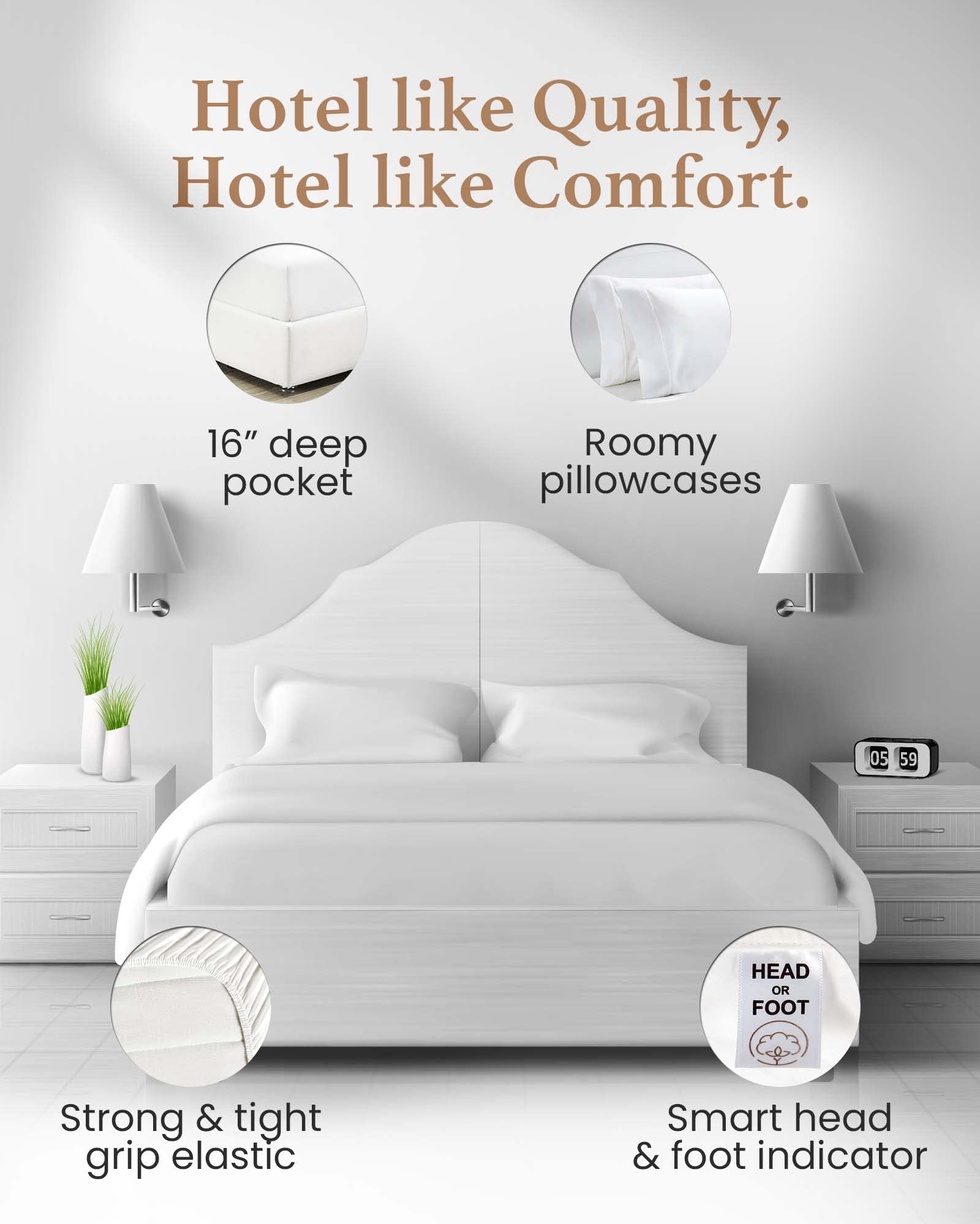 Premium 100% Egyptian Cotton King Size Sheet Set - 4 Piece 1000 Thread Count Sateen Weave Bedding with 16