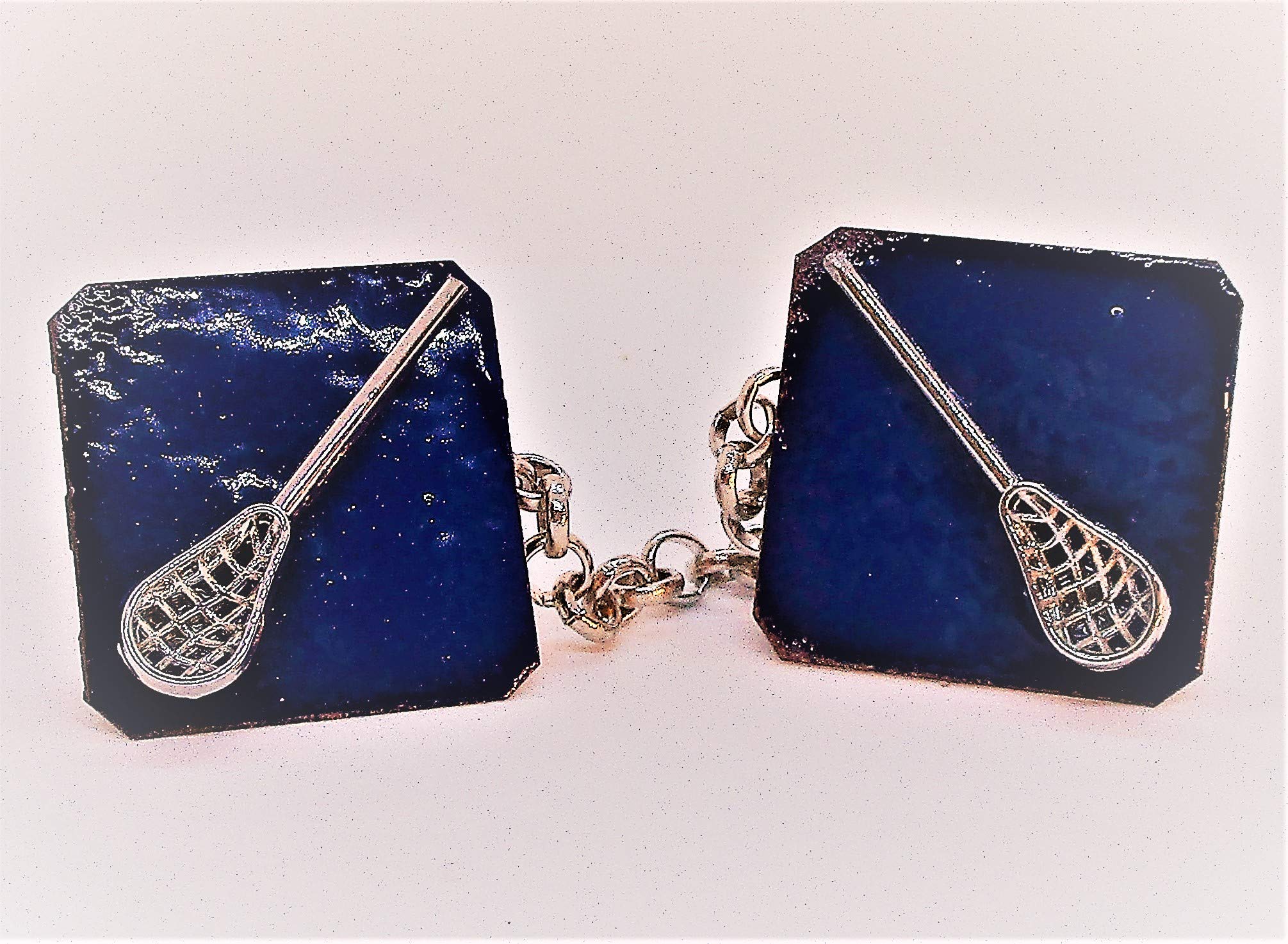 Tallit Clips with Lacrosse Stick Charms - Handmade Copper Enamel Judaica Gift for Bar Mitzvah, Jewish Wedding - Perfect for Torah Scroll & Prayer Shawl Accessories